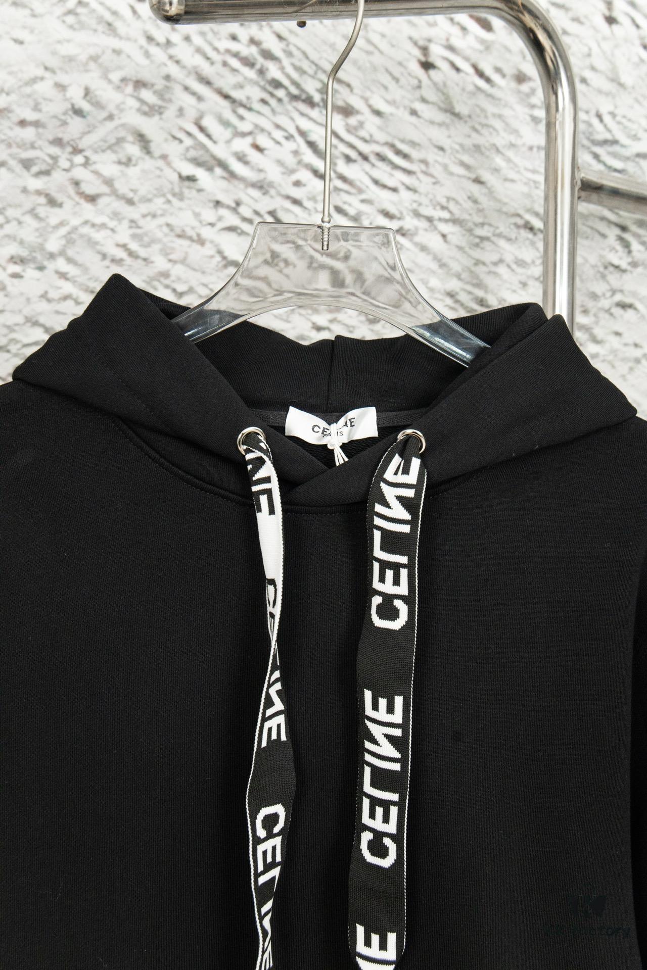 6931a19bccd8ab3d7af95a1c CELINE Letter Tape Drawstring Hoodie