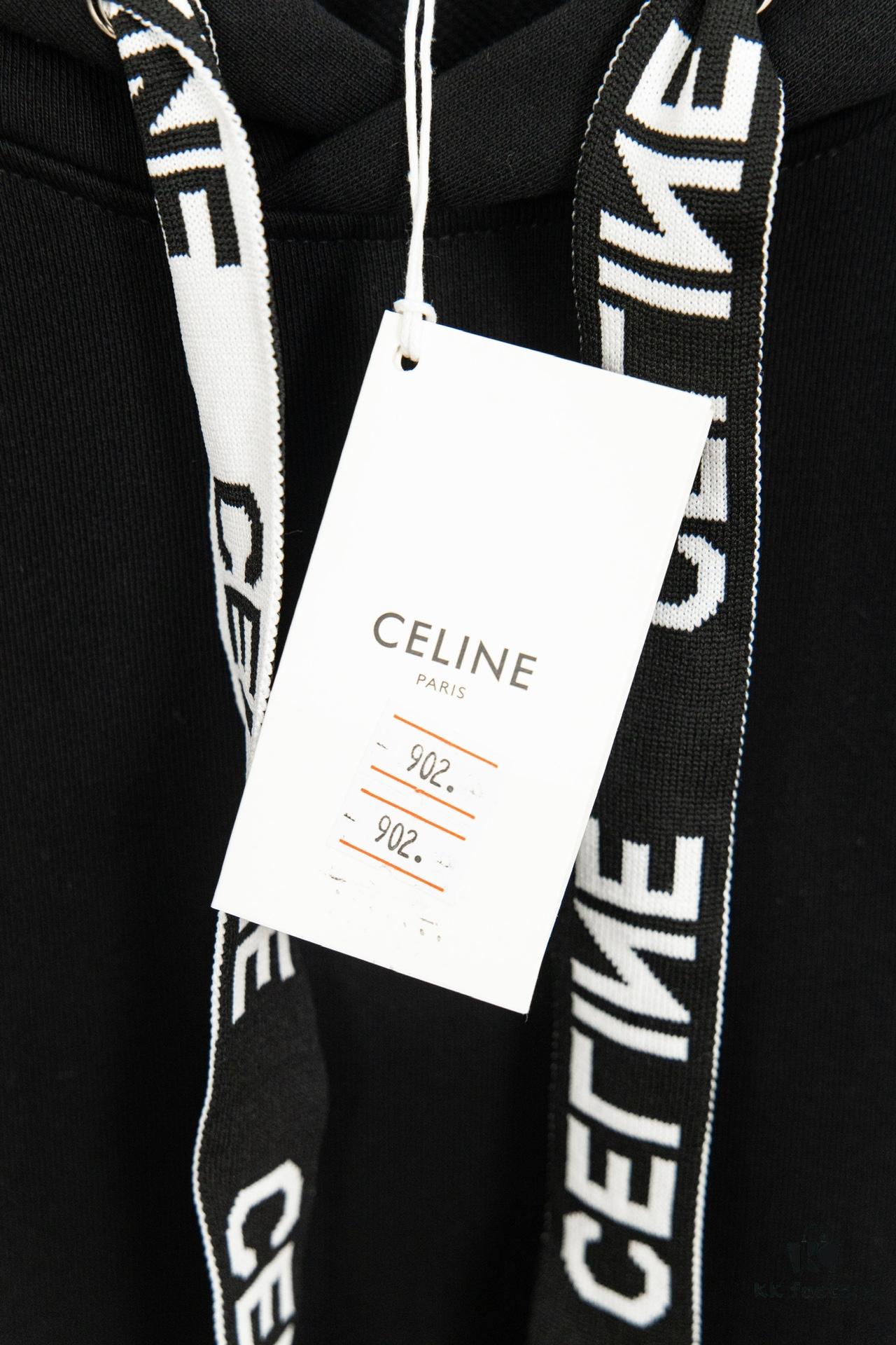 6931a19bccd8ab3d7af95a1f CELINE Letter Tape Drawstring Hoodie