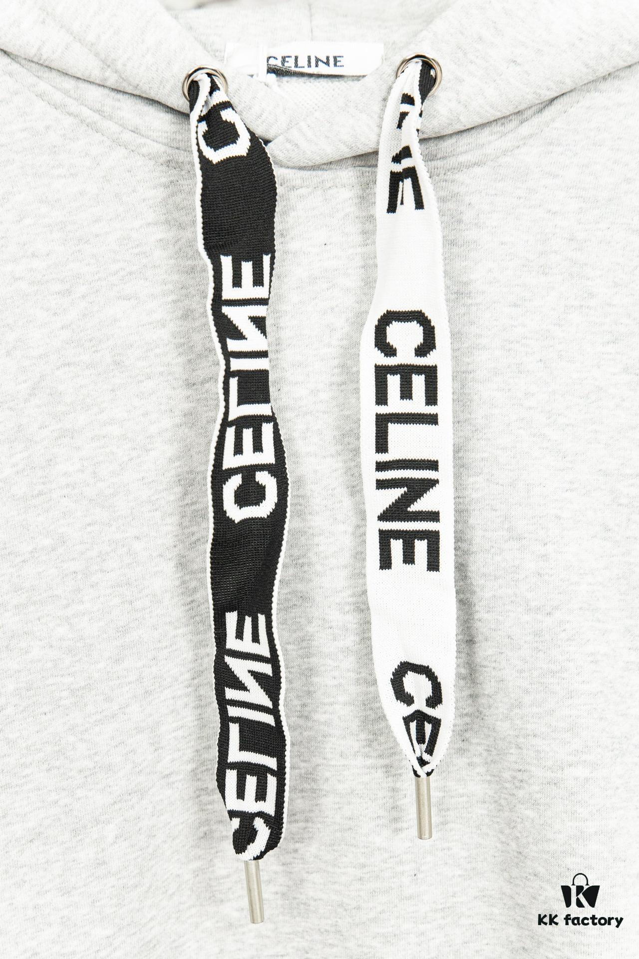 6931a19cccd8ab3d7af95a26 CELINE Letter Tape Drawstring Hoodie