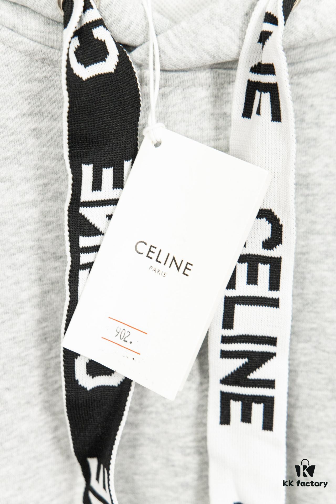 6931a19cccd8ab3d7af95a2d CELINE Letter Tape Drawstring Hoodie