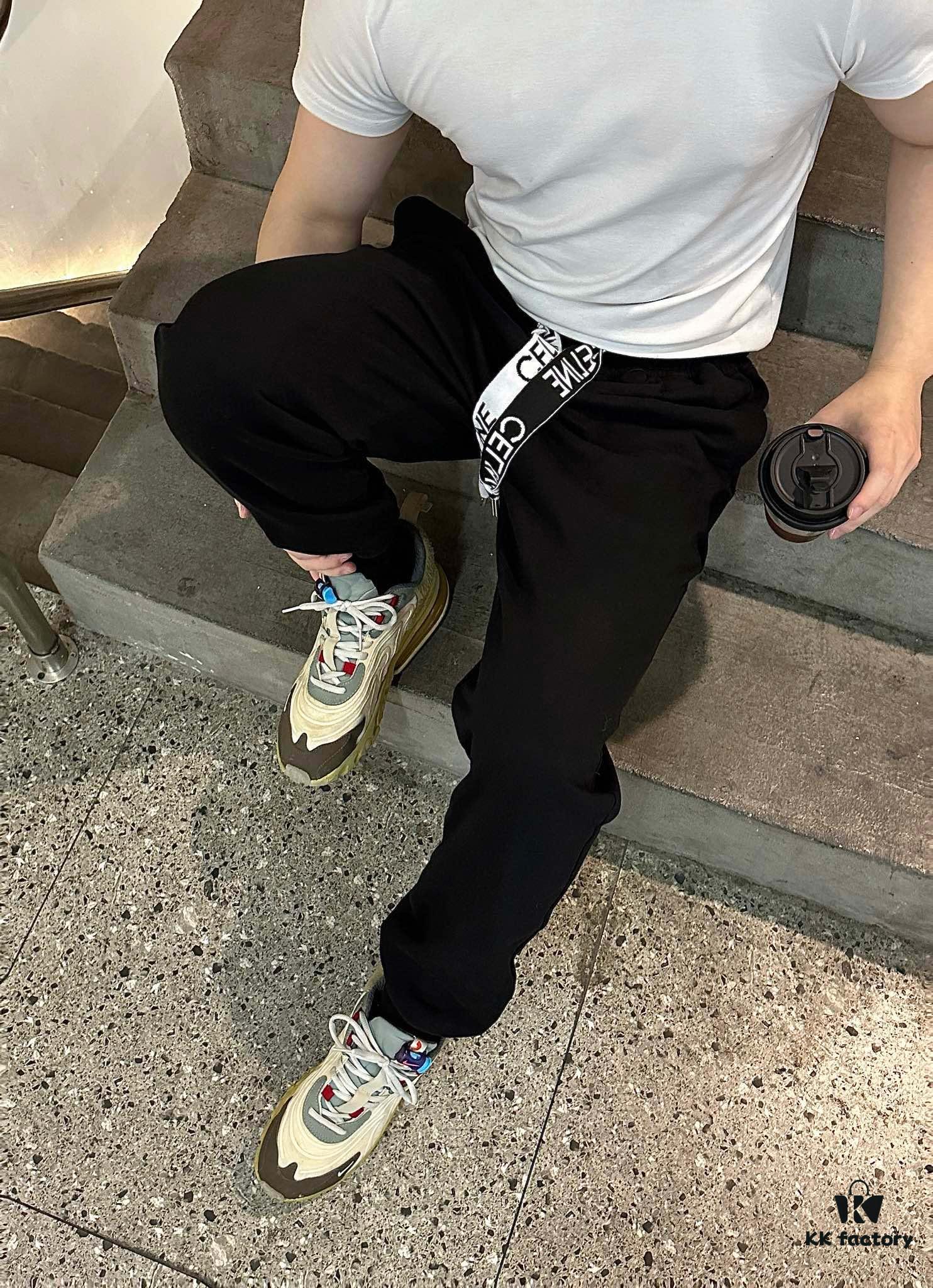 6931a19cccd8ab3d7af95a2e CELINE Klein Blue Letter Logo Sporty Casual Pants