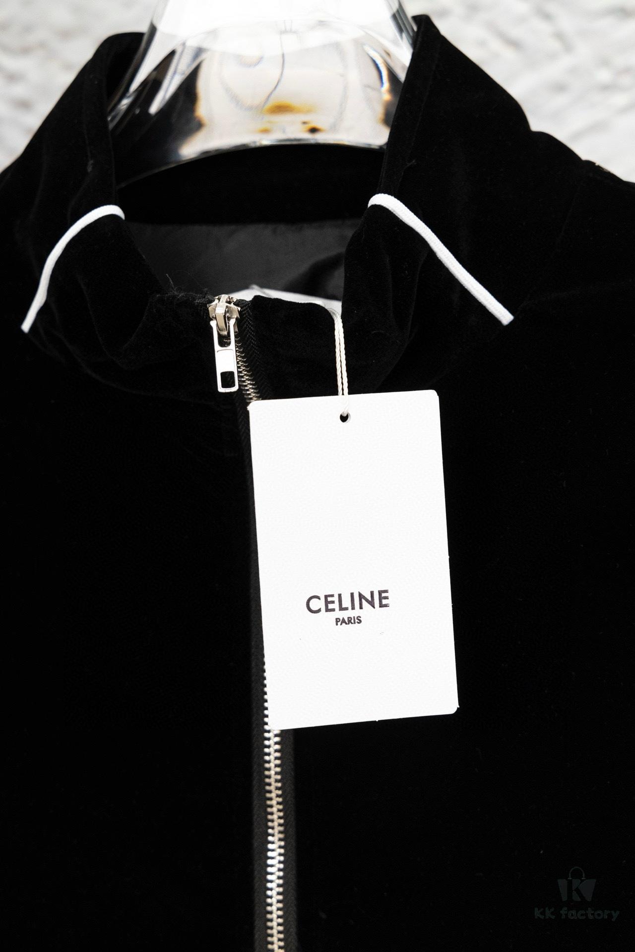 6931a1a1ccd8ab3d7af95a8f CELINE Y007 Black Velvet Jacket with Archival Motif, Spring/Autumn 2022 New Arrival