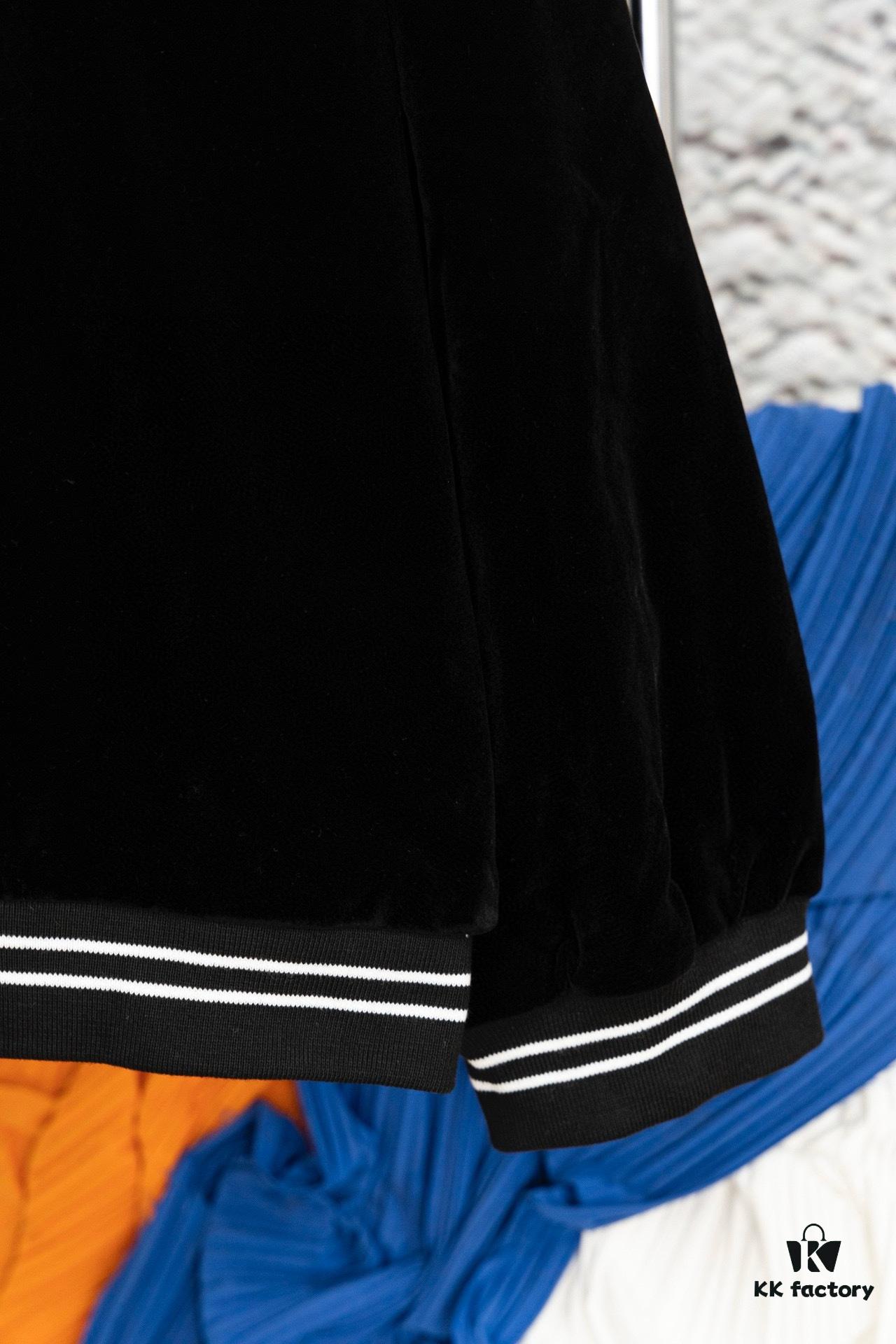 6931a1a1ccd8ab3d7af95a93 CELINE Y007 Black Velvet Jacket with Archival Motif, Spring/Autumn 2022 New Arrival