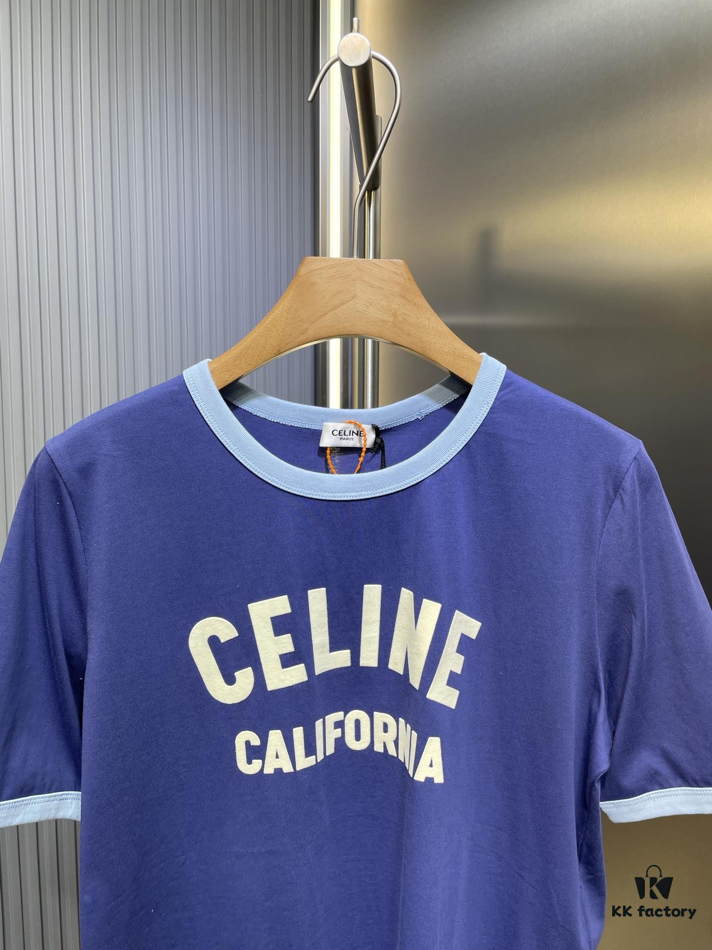 6931a1a8ccd8ab3d7af95b13 CEL2025 Spring Collection New Arrival Round Neck Short Sleeve Printed Tee, Custom YB Twill 100% Cotton Fabric, Breathable and Comfortable with Premium Texture, Flocked Print Design, Slimming Silhouette, Contrast Binding on Collar and Cuffs for a Playful Casual Look