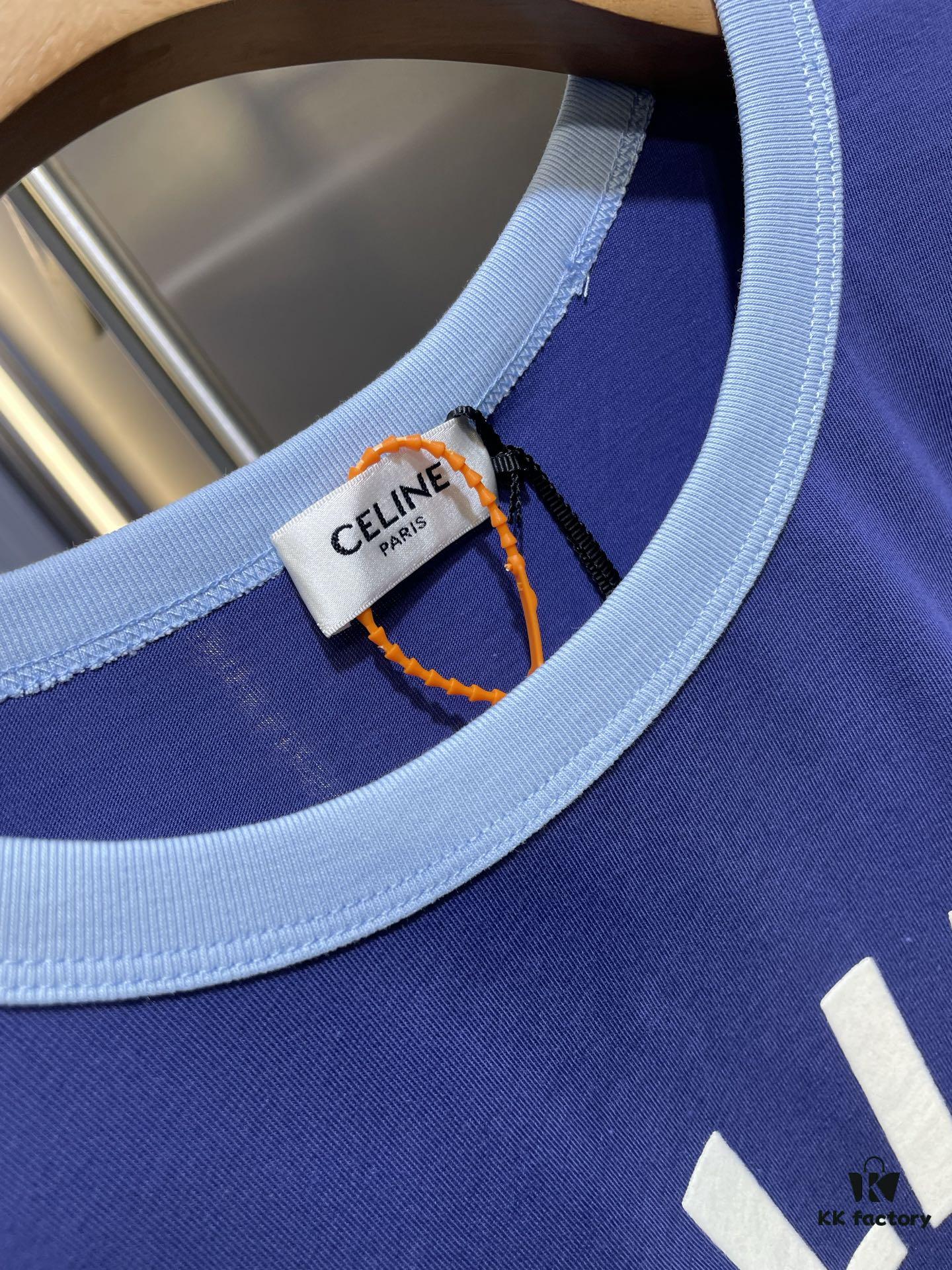 6931a1a8ccd8ab3d7af95b19 CEL2025 Spring Collection New Arrival Round Neck Short Sleeve Printed Tee, Custom YB Twill 100% Cotton Fabric, Breathable and Comfortable with Premium Texture, Flocked Print Design, Slimming Silhouette, Contrast Binding on Collar and Cuffs for a Playful Casual Look