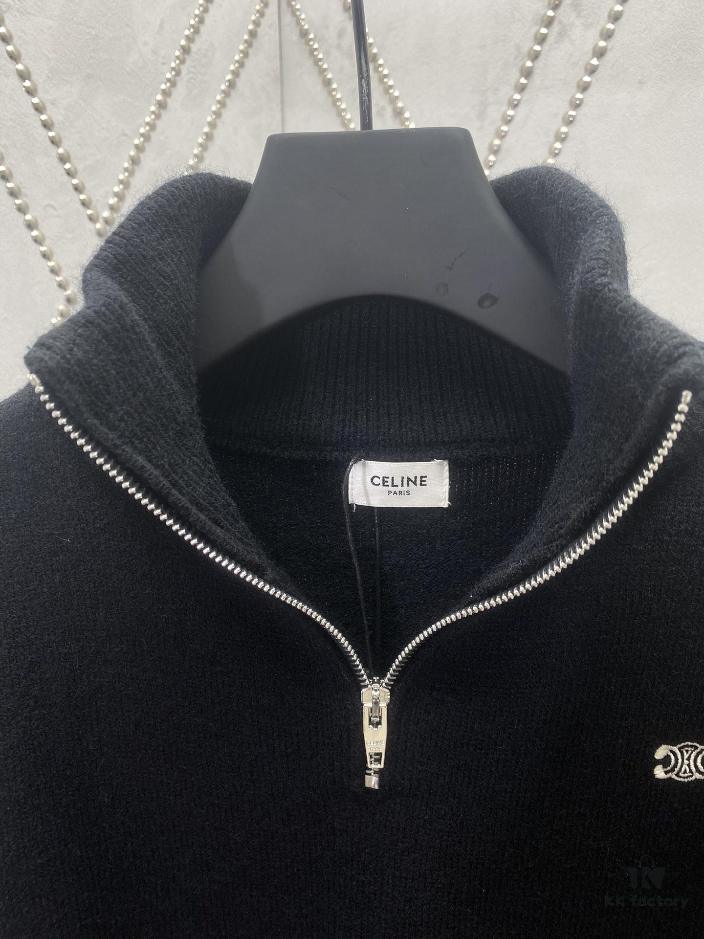 6931a1a8ccd8ab3d7af95b1e Celine 24SS Autumn-Winter New Embroidered Knitwear, Featuring Bulked Wool Blend for Soft, Comfortable Skin-Feel with Signature Triumph Arch Embroidery on Front Chest, Half-Zip Design Exudes Refined Dynamism and Effortless Elegance, Perfect for Relaxed, Comfortable Layering – Unisex Style