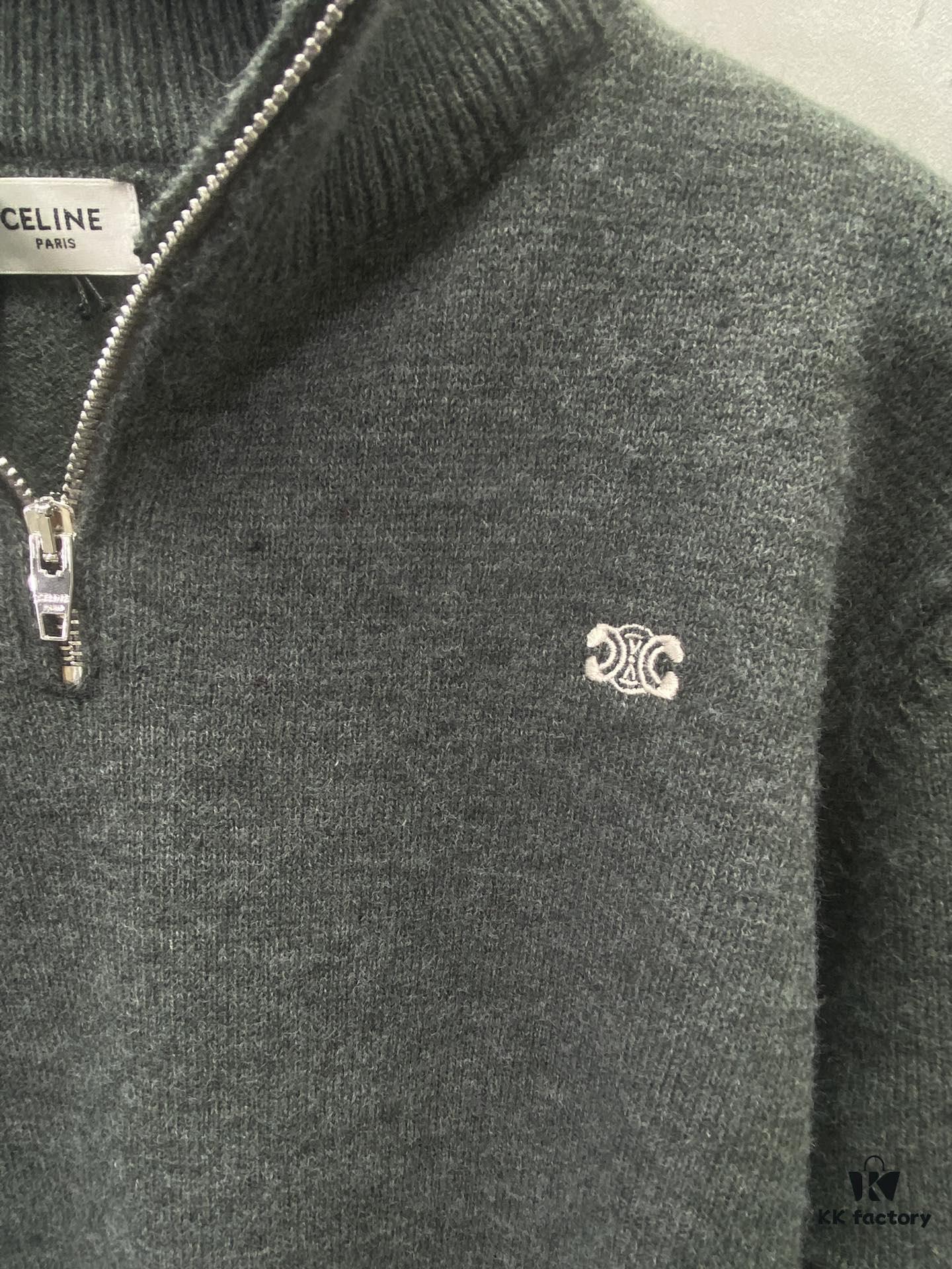 6931a1a9ccd8ab3d7af95b29 Celine 24SS Autumn-Winter New Embroidered Knitwear, Featuring Bulked Wool Blend for Soft, Comfortable Skin-Friendly Texture, Iconic Arc de Triomphe Embroidery Adorns the Front Chest, Semi-Zip Design by Celine Elevates Refined Dynamism and Relaxed Elegance, Effortlessly Achieving Casual Comfort and Cozy Nonchalance — The Ideal State of Wearing a Sweater! Unisex Style!