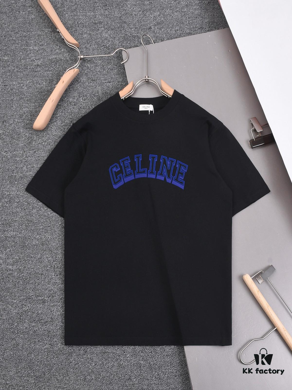 6931a1acccd8ab3d7af95b67 New Arrival 25S Celine Flocked Letter T-Shirt, Pre-washed Cotton Fabric, Soft and Skin-friendly, Unisex Loose Fit