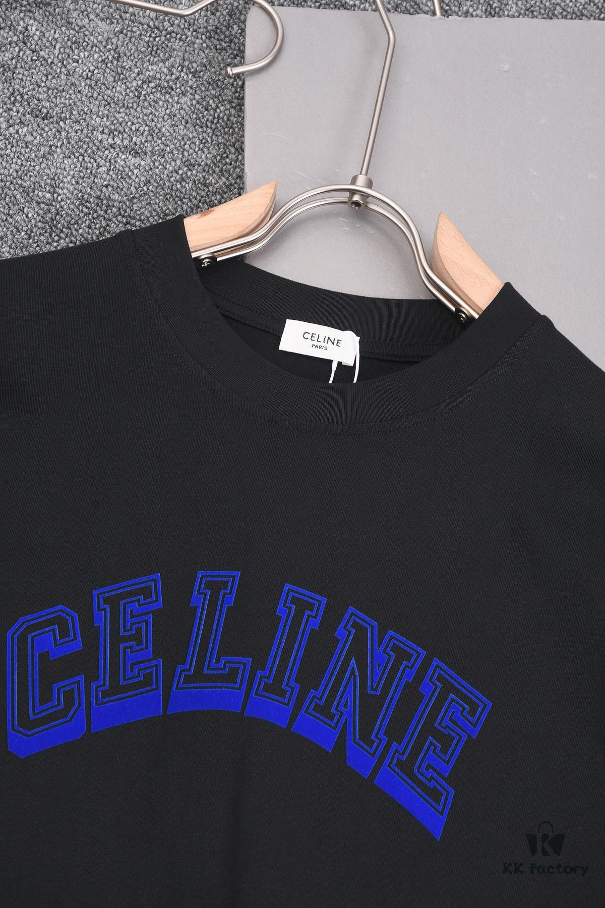 6931a1acccd8ab3d7af95b68 New Arrival 25S Celine Flocked Letter T-Shirt, Pre-washed Cotton Fabric, Soft and Skin-friendly, Unisex Loose Fit