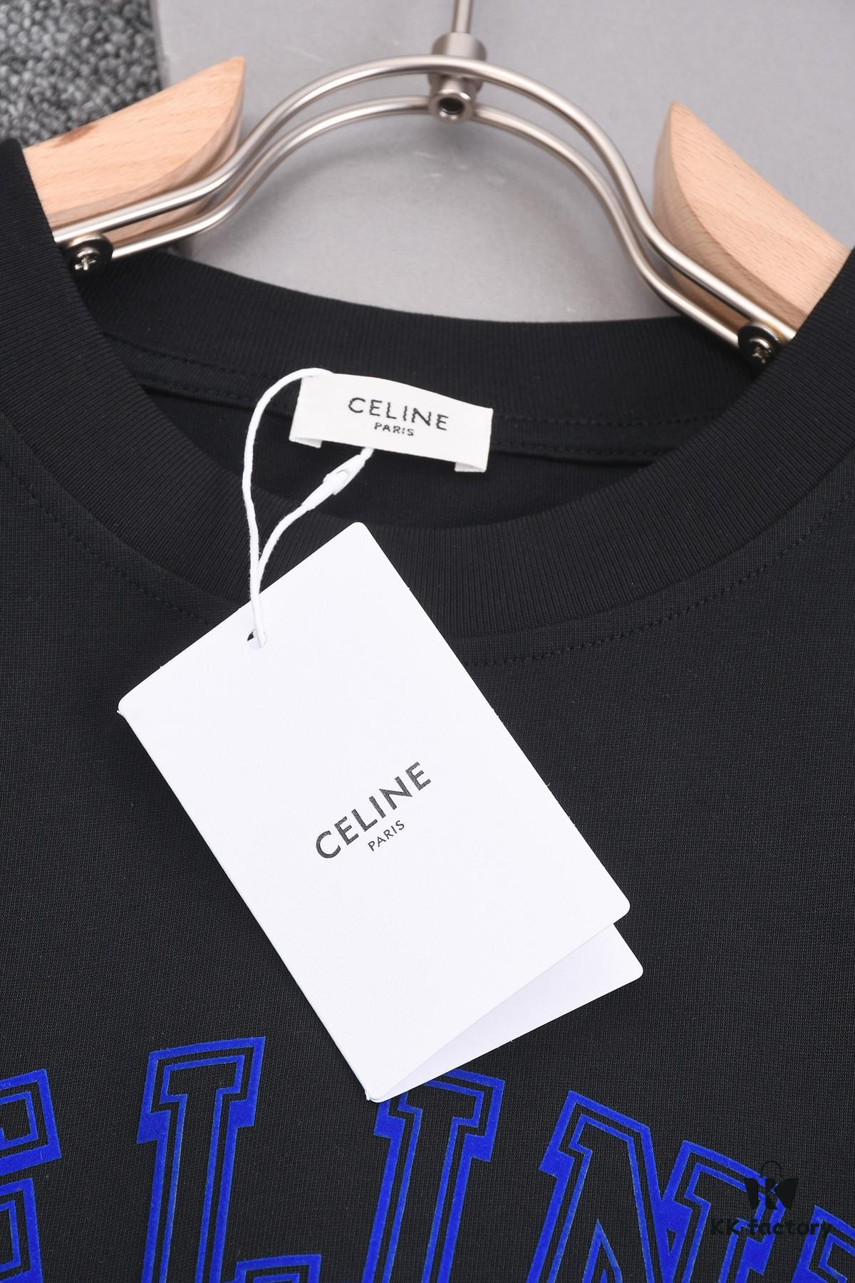 6931a1acccd8ab3d7af95b6a New Arrival 25S Celine Flocked Letter T-Shirt, Pre-washed Cotton Fabric, Soft and Skin-friendly, Unisex Loose Fit