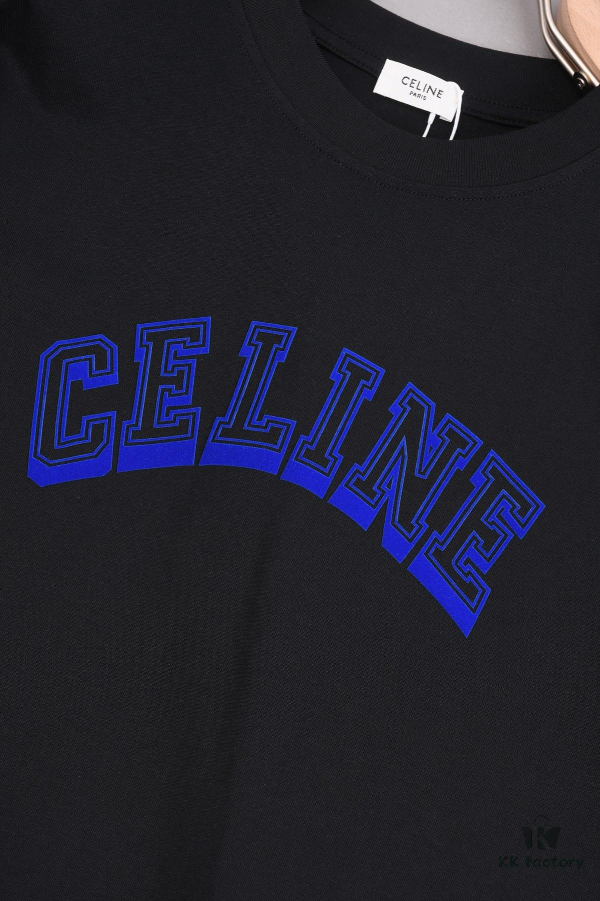 6931a1acccd8ab3d7af95b6b New Arrival 25S Celine Flocked Letter T-Shirt, Pre-washed Cotton Fabric, Soft and Skin-friendly, Unisex Loose Fit