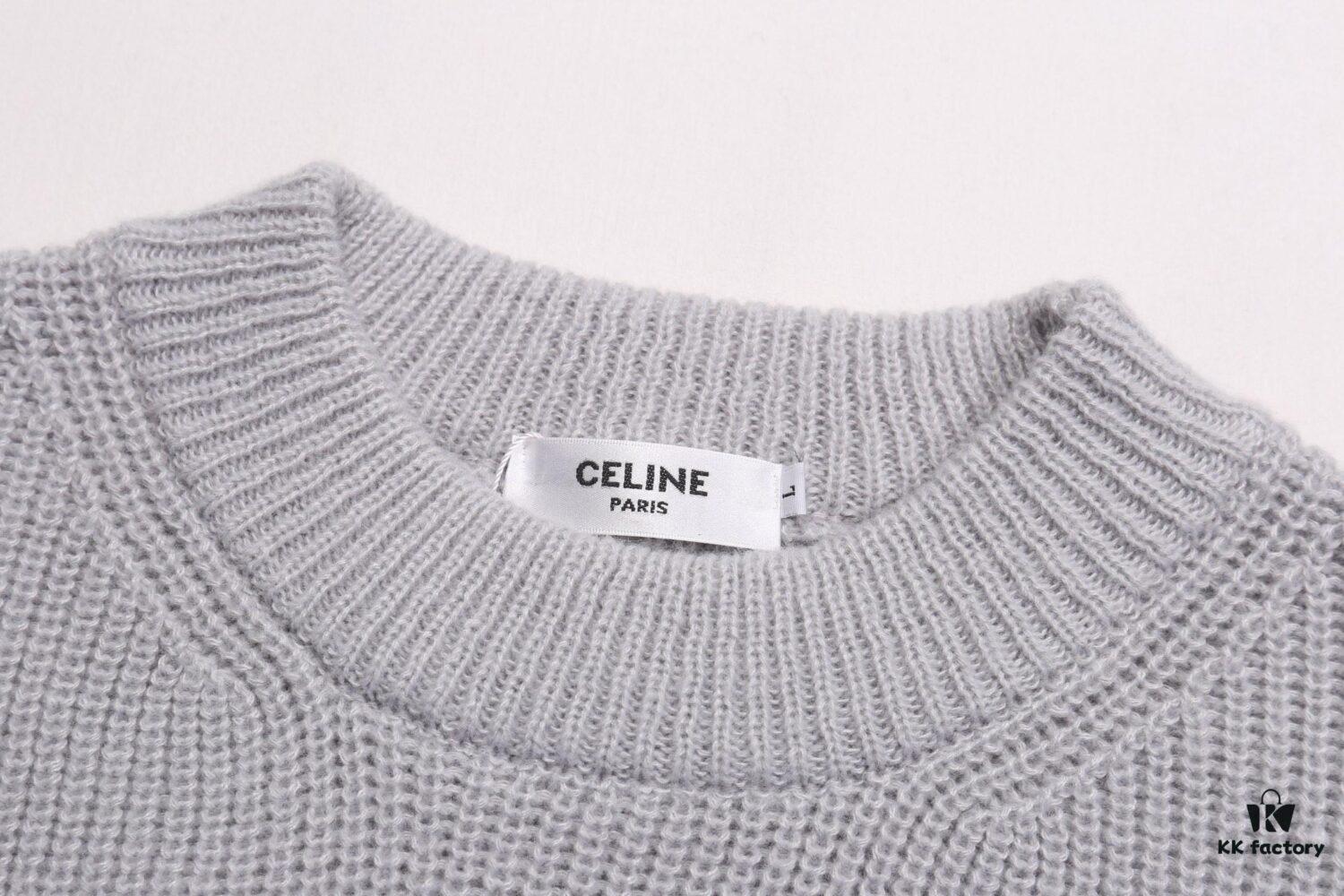 Celine Embroidered Letter Round Neck Wool Sweater