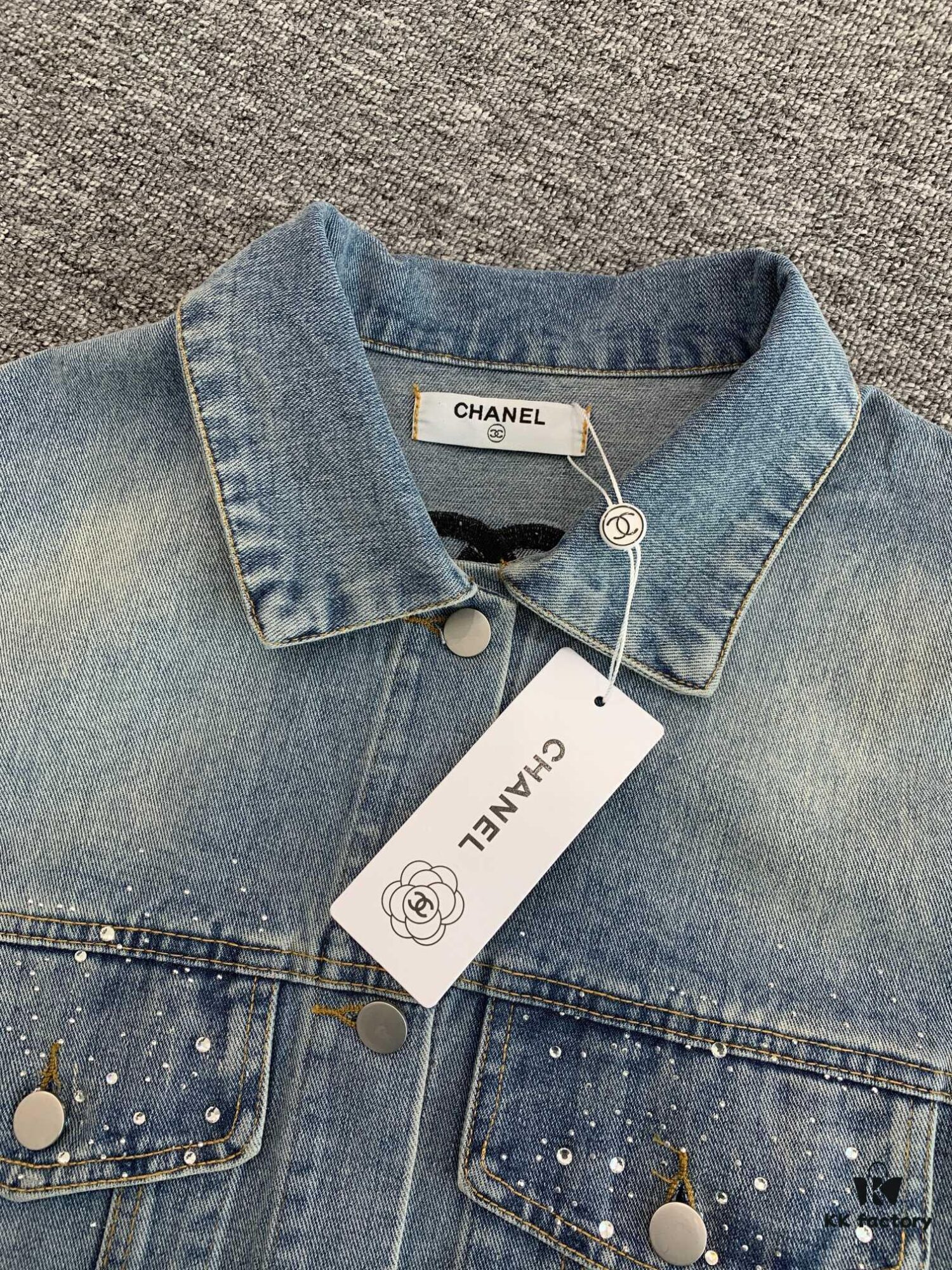 6931a1afccd8ab3d7af95ba0 New CHANEL-Inspired FW Star-Studded Rhinestone Embroidered Distressed Denim Jacket for Men and Women