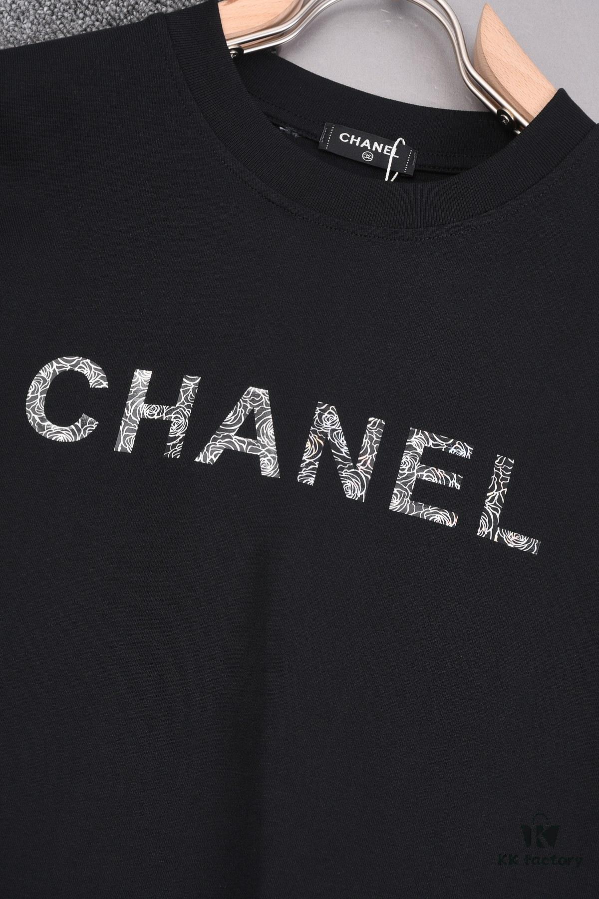 New Arrival 25S Chanel Camellia Letter T-Shirt, Premium Cotton Washed Fabric, Unisex Loose Fit Fashion Style