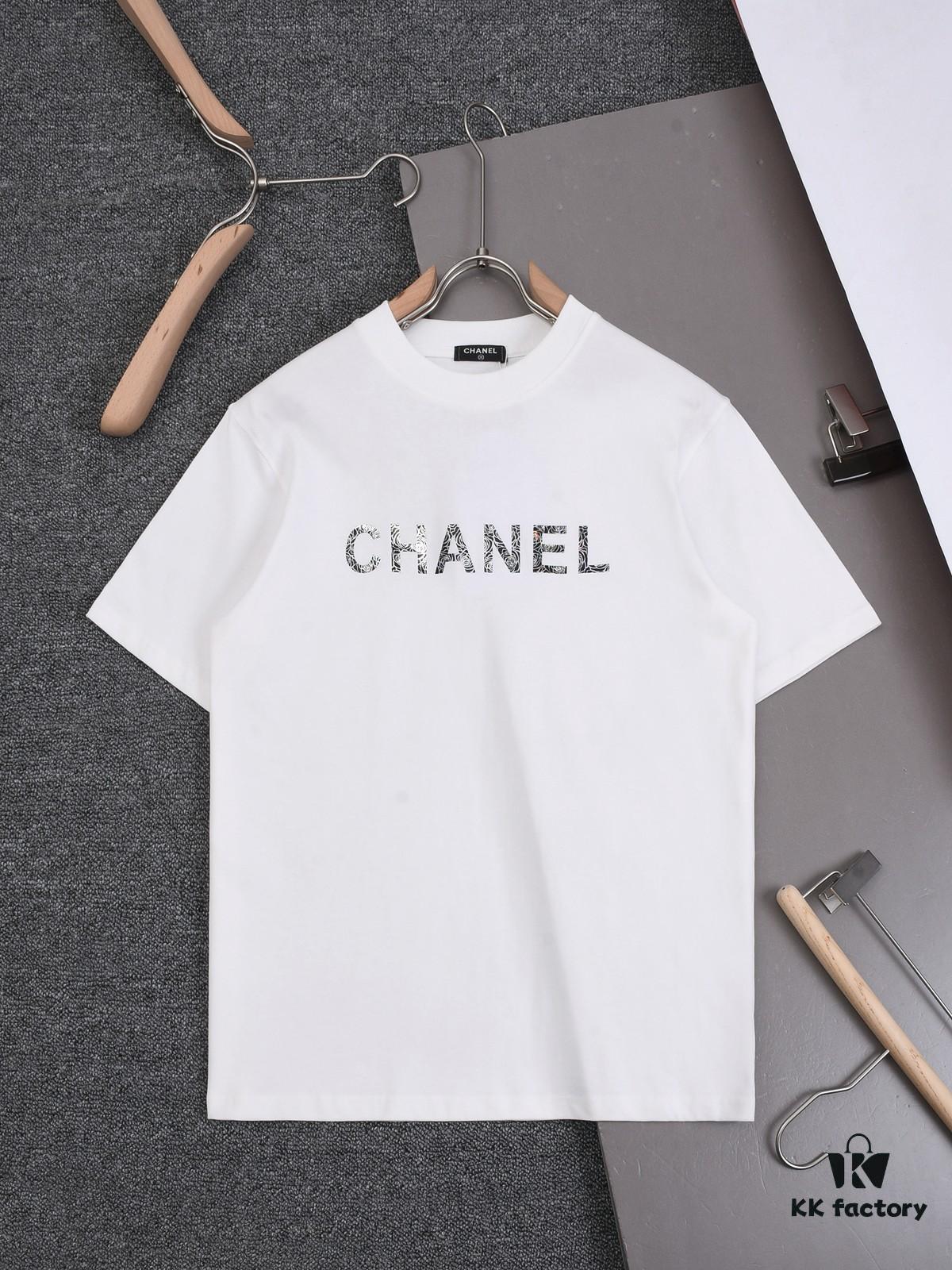 6931a1b6ccd8ab3d7af95c1d New Arrival 25S Chanel Camellia Letter T-Shirt, Washed Cotton Fabric, Unisex Loose Fit