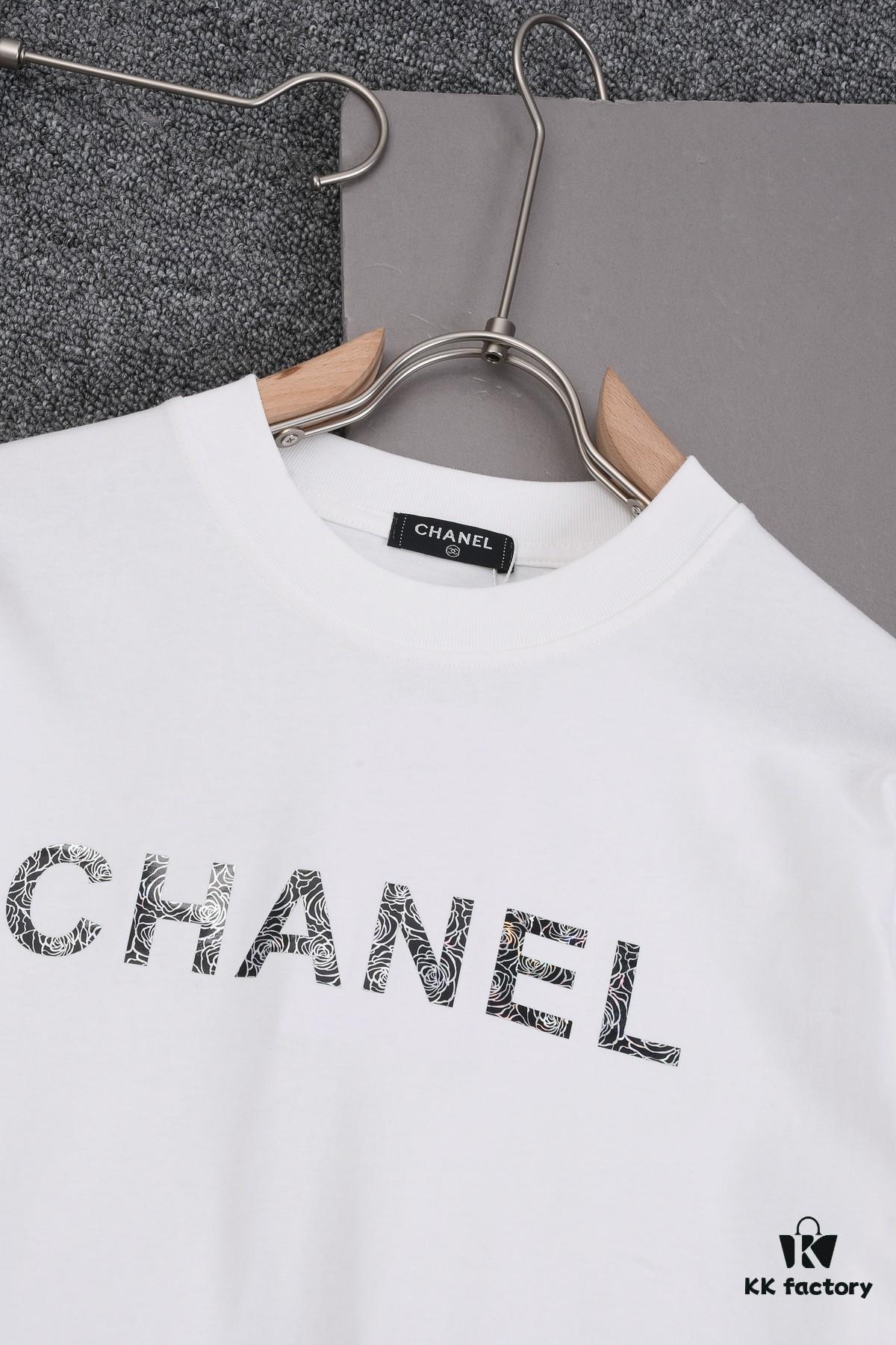 6931a1b6ccd8ab3d7af95c1e New Arrival 25S Chanel Camellia Letter T-Shirt, Washed Cotton Fabric, Unisex Loose Fit