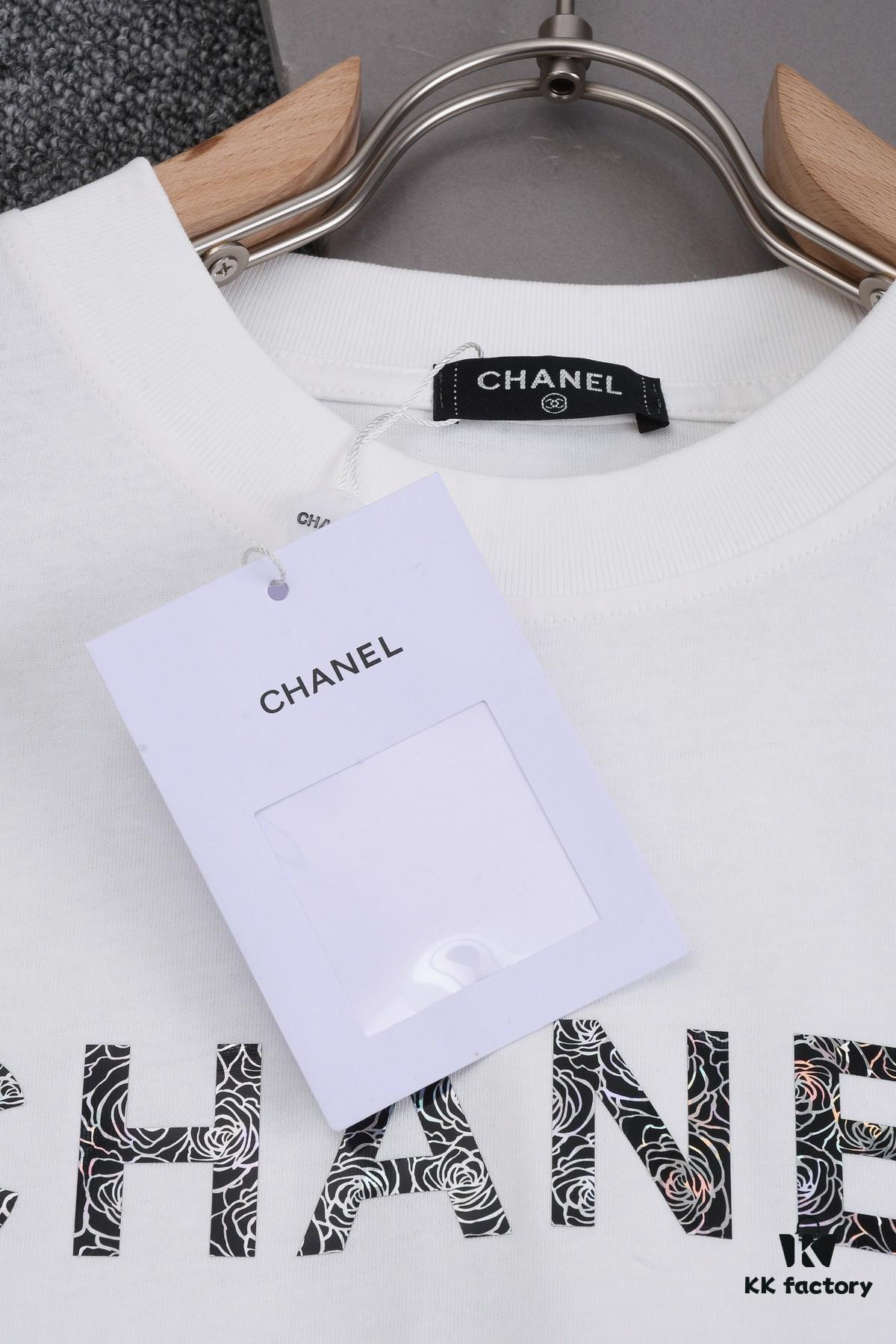 6931a1b6ccd8ab3d7af95c20 New Arrival 25S Chanel Camellia Letter T-Shirt, Washed Cotton Fabric, Unisex Loose Fit