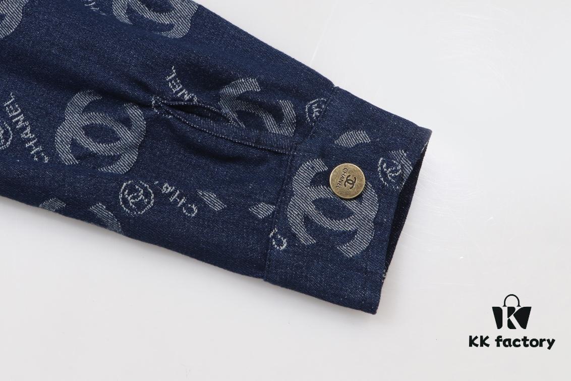 6931a1b7ccd8ab3d7af95c3b Chanel Spring/Summer 2024 New Denim Jacket with Heavy Embellished Raw Edges and Padded Shoulders, Preppy Style Casual Jacket