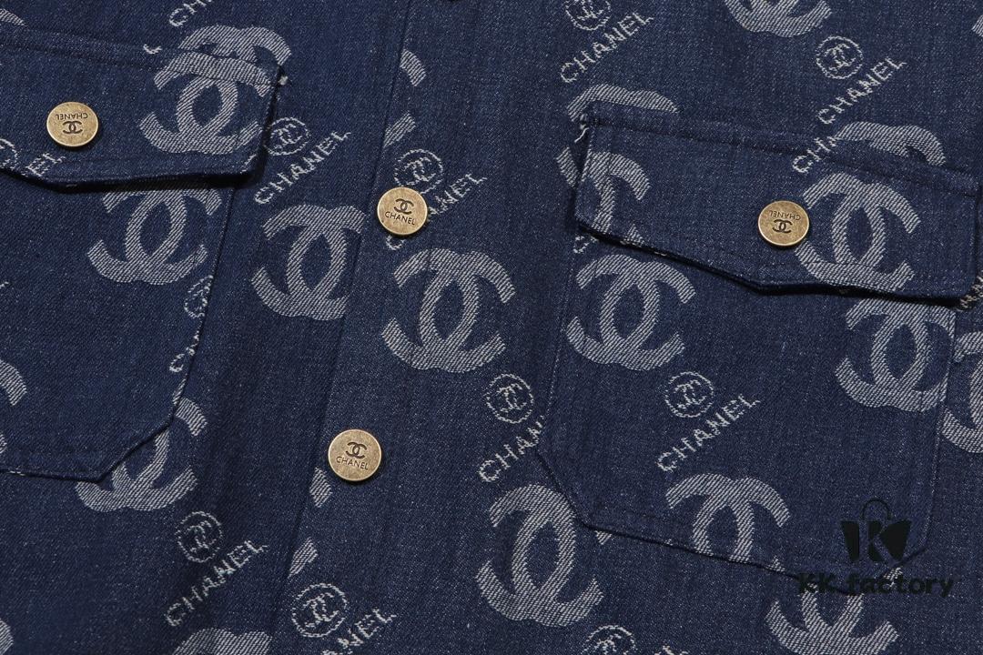 6931a1b7ccd8ab3d7af95c3c Chanel Spring/Summer 2024 New Denim Jacket with Heavy Embellished Raw Edges and Padded Shoulders, Preppy Style Casual Jacket