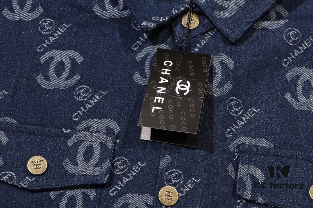 6931a1b8ccd8ab3d7af95c3f Chanel Spring/Summer 2024 New Denim Jacket with Heavy Embellished Raw Edges and Padded Shoulders, Preppy Style Casual Jacket