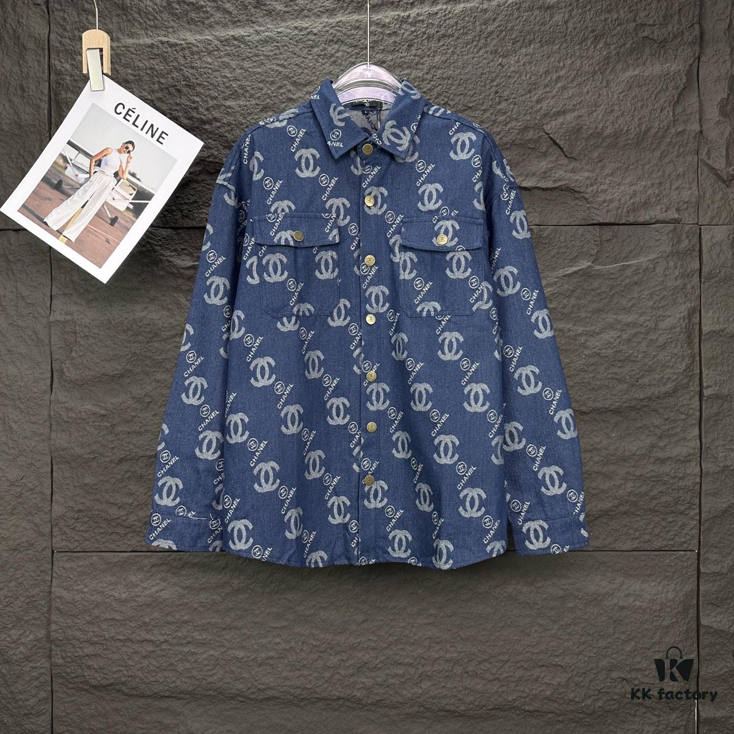 6931a1bfccd8ab3d7af95cd4 Chanel 2025 New Arrival All-Over Logo Washed Denim Jacket for Couples