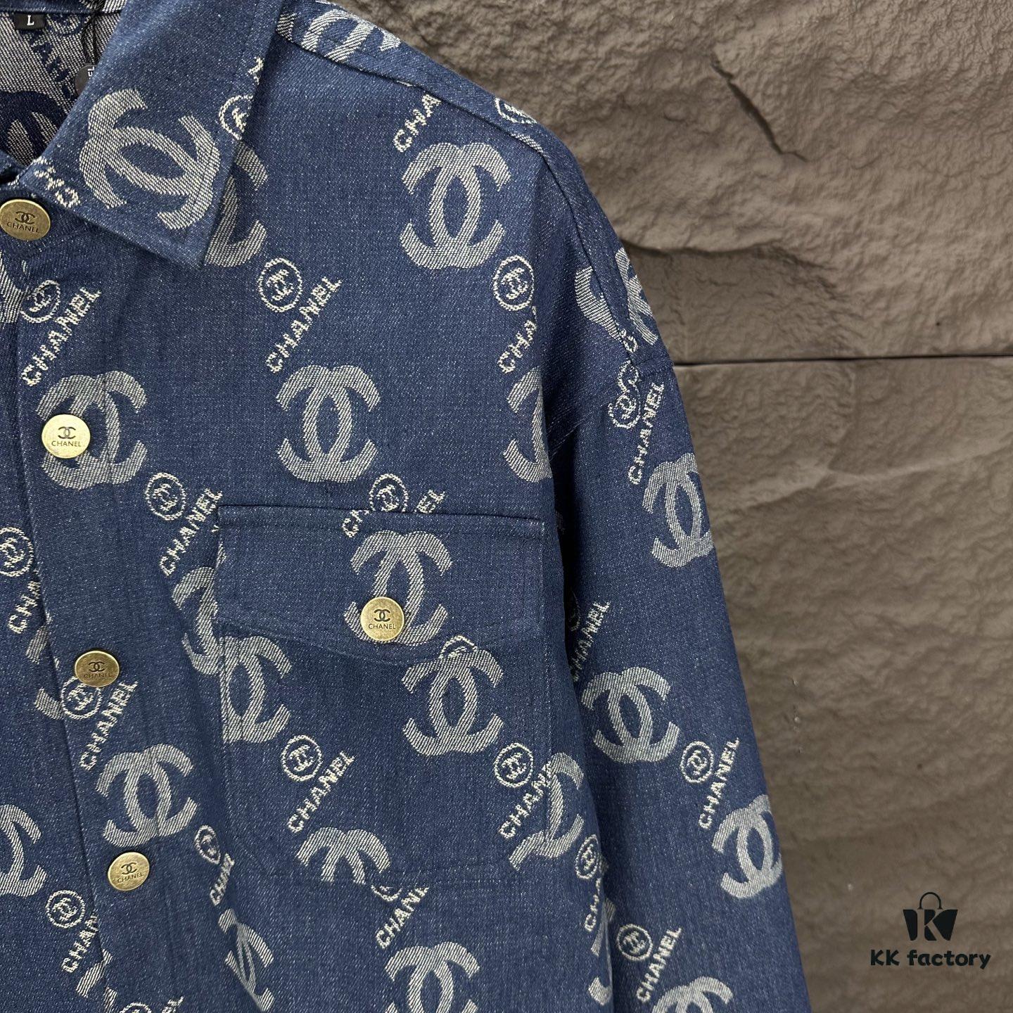 6931a1bfccd8ab3d7af95cd7 Chanel 2025 New Arrival All-Over Logo Washed Denim Jacket for Couples