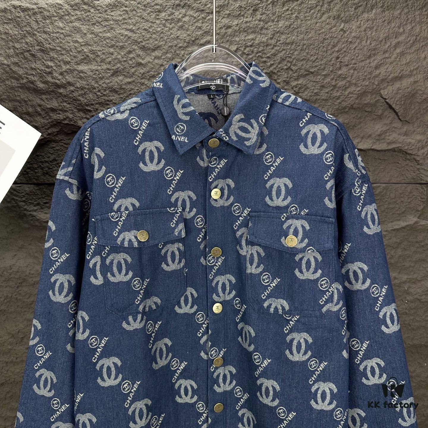 6931a1bfccd8ab3d7af95cd8 Chanel 2025 New Arrival All-Over Logo Washed Denim Jacket for Couples