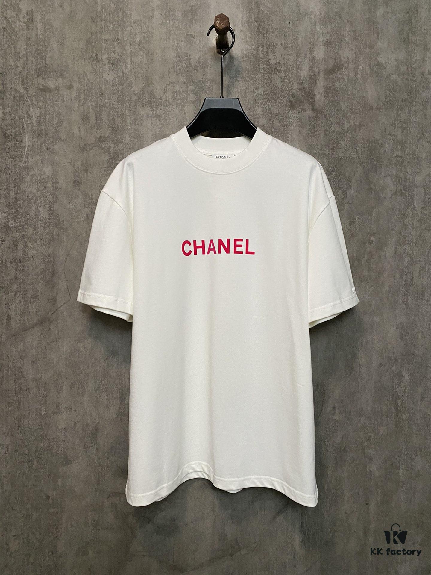 6931a1c1ccd8ab3d7af95cef CHANEL Chanel 24SS Classic Logo Flocked Print Heavyweight Short Sleeve T-Shirt