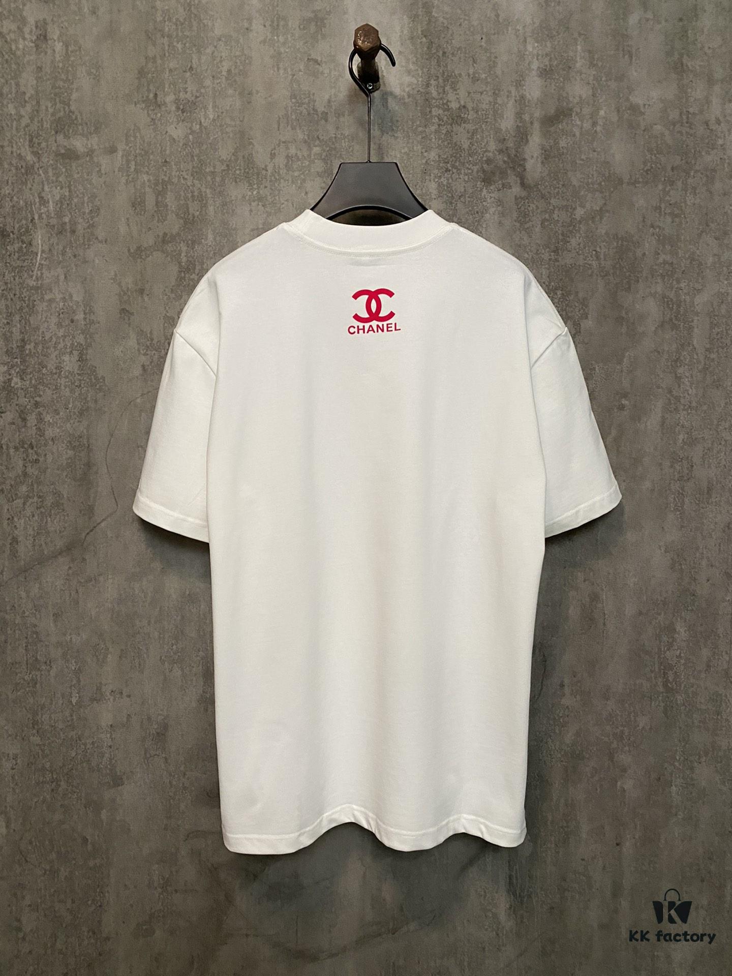 6931a1c1ccd8ab3d7af95cf0 CHANEL Chanel 24SS Classic Logo Flocked Print Heavyweight Short Sleeve T-Shirt