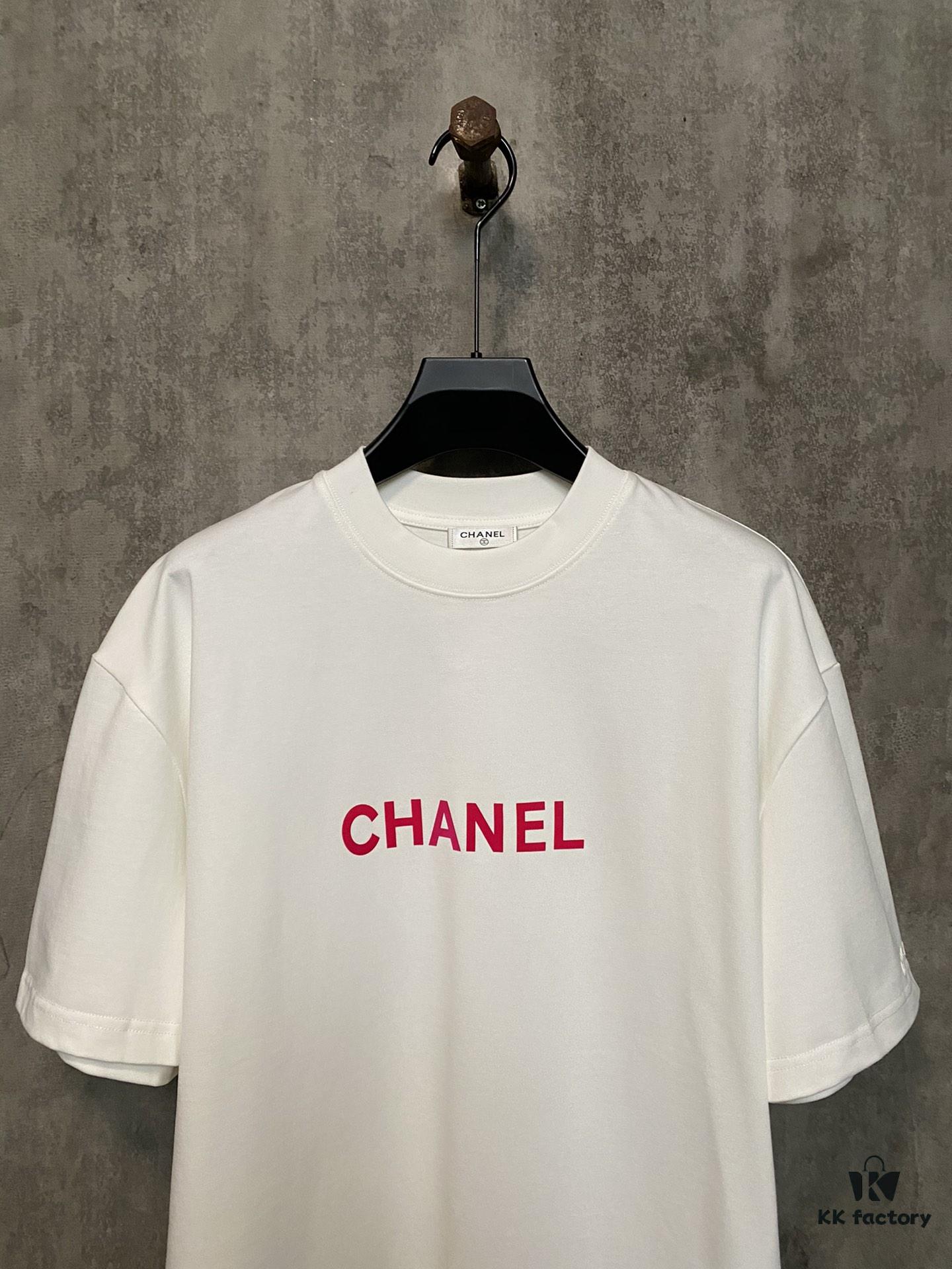 6931a1c1ccd8ab3d7af95cf1 CHANEL Chanel 24SS Classic Logo Flocked Print Heavyweight Short Sleeve T-Shirt