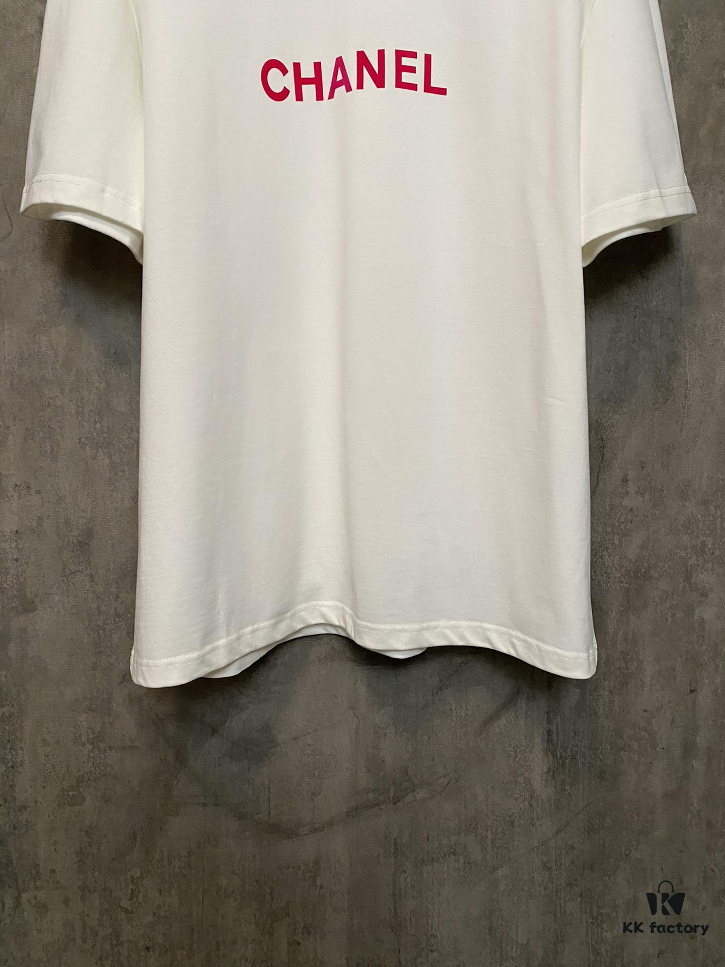 6931a1c1ccd8ab3d7af95cf2 CHANEL Chanel 24SS Classic Logo Flocked Print Heavyweight Short Sleeve T-Shirt