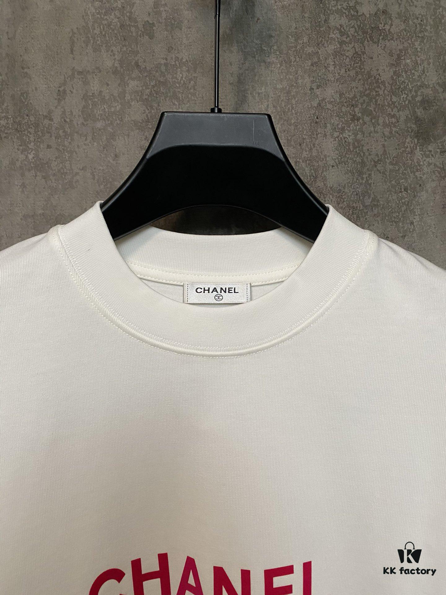 6931a1c1ccd8ab3d7af95cf4 CHANEL Chanel 24SS Classic Logo Flocked Print Heavyweight Short Sleeve T-Shirt