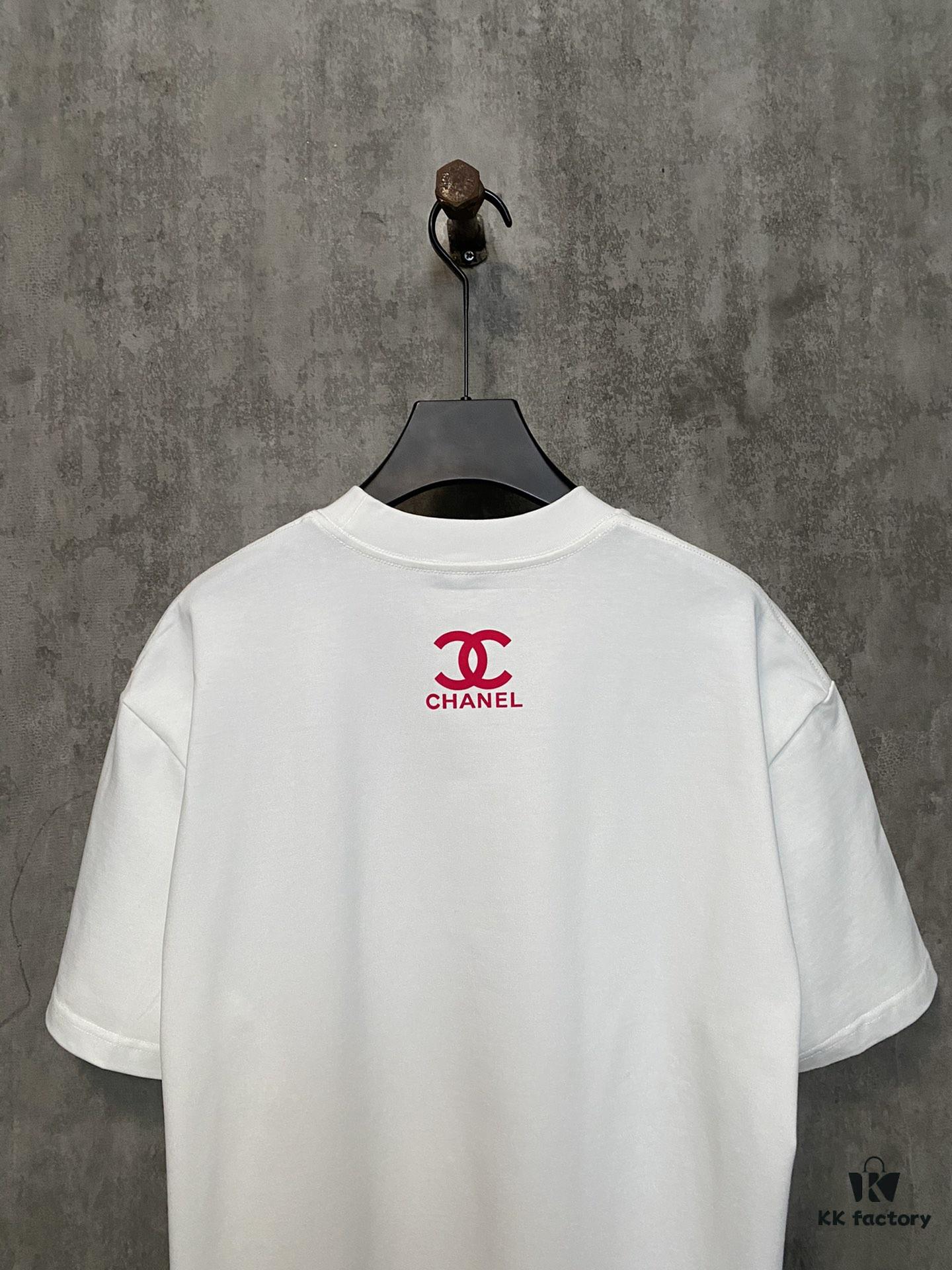 6931a1c1ccd8ab3d7af95cf6 CHANEL Chanel 24SS Classic Logo Flocked Print Heavyweight Short Sleeve T-Shirt