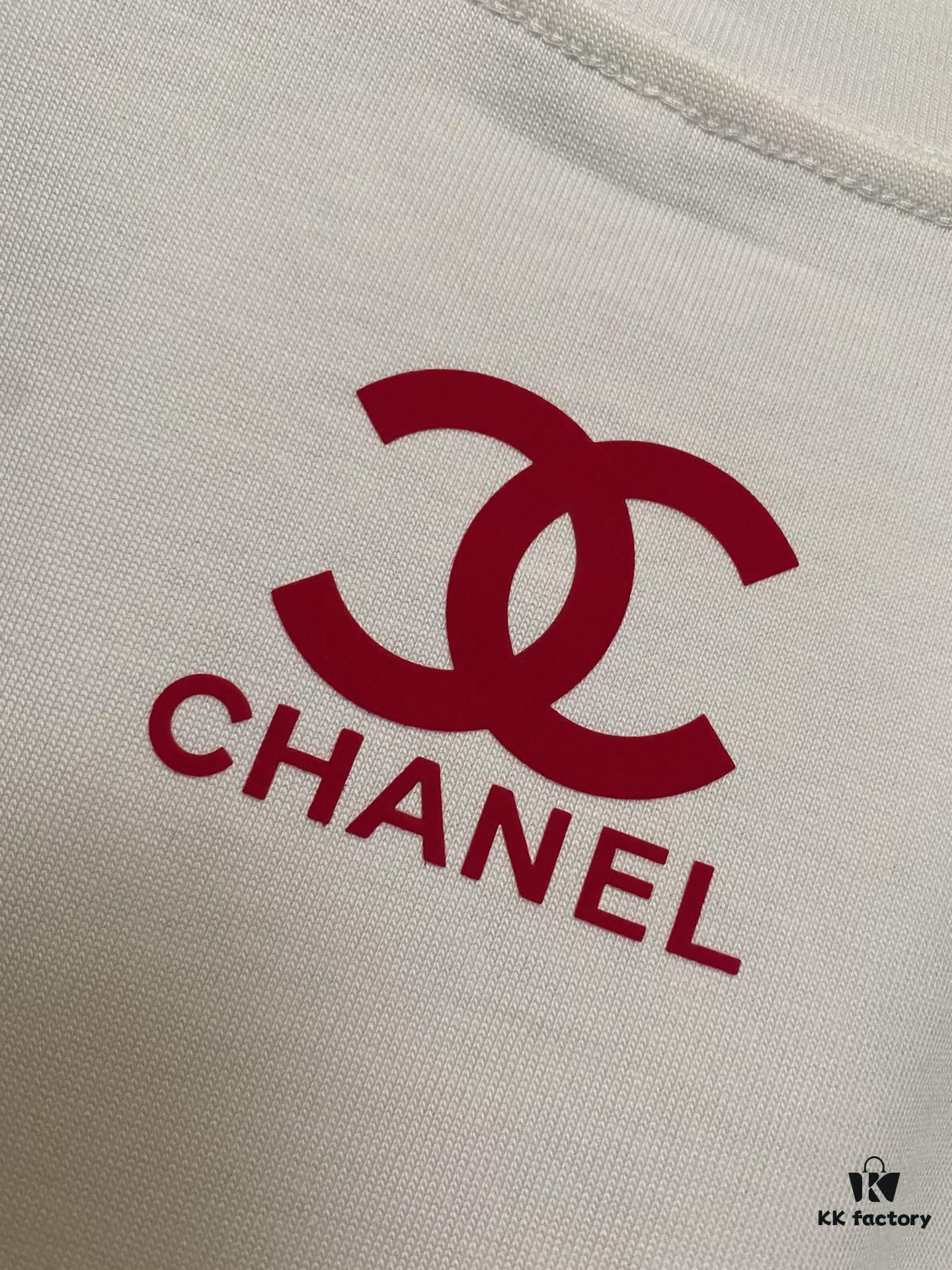 6931a1c1ccd8ab3d7af95cf7 CHANEL Chanel 24SS Classic Logo Flocked Print Heavyweight Short Sleeve T-Shirt