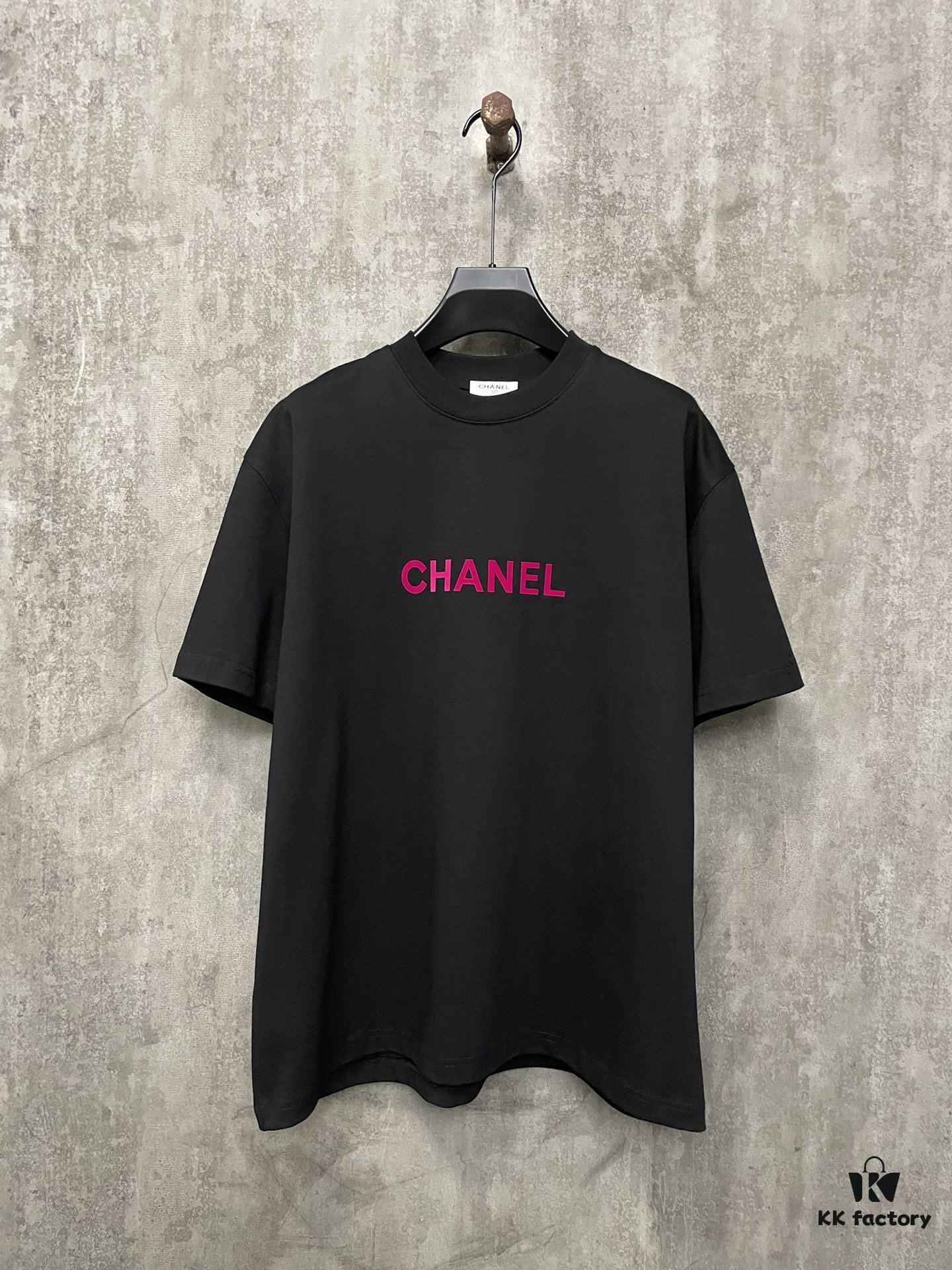 6931a1c1ccd8ab3d7af95cf8 CHANEL Chanel 24SS Classic Logo Flocked Print Heavyweight Short Sleeve T-Shirt