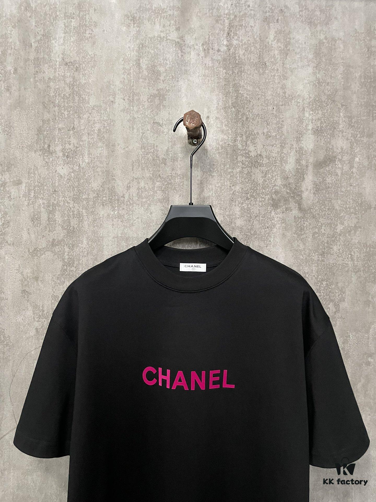 6931a1c1ccd8ab3d7af95cfa CHANEL Chanel 24SS Classic Logo Flocked Print Heavyweight Short Sleeve T-Shirt
