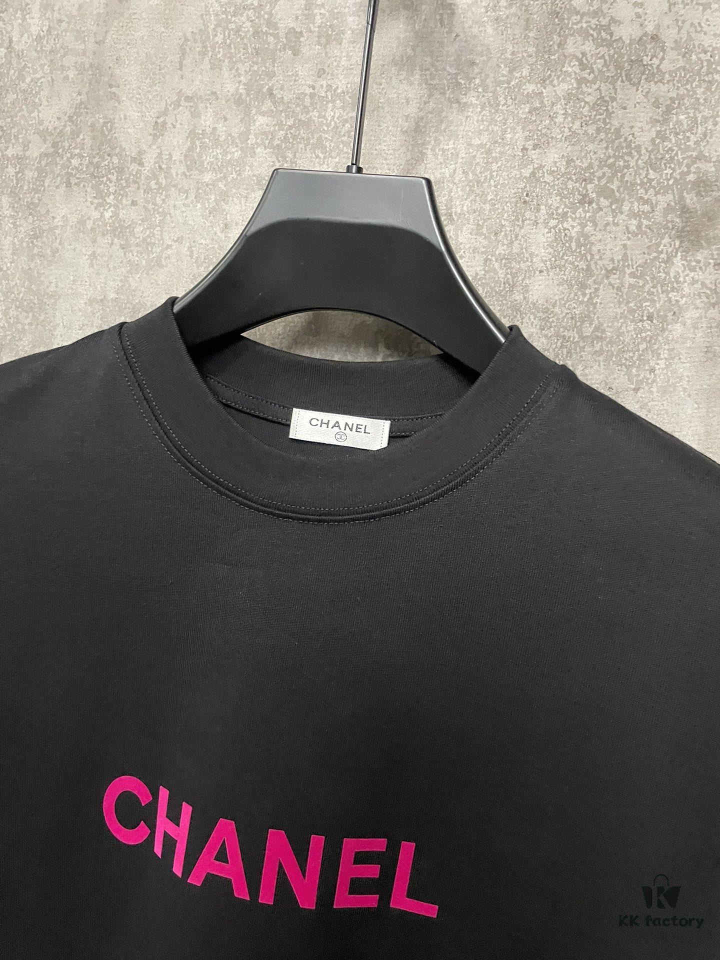 6931a1c1ccd8ab3d7af95d00 CHANEL Chanel 24SS Classic Logo Flocked Print Heavyweight Short Sleeve T-Shirt