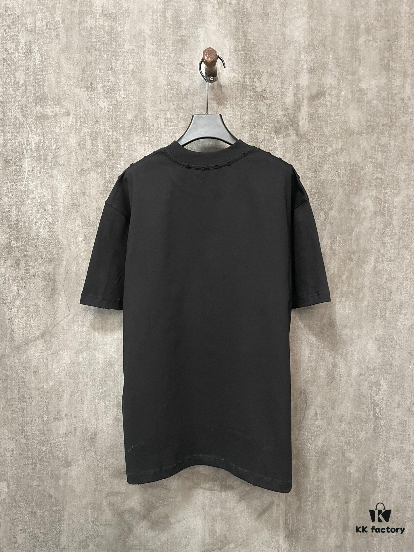 6931a1c2ccd8ab3d7af95d02 CHANEL Chanel 24SS Classic Logo Distressed Heavyweight Solid Short-Sleeve T-Shirt