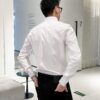 6931a1c3ccd8ab3d7af95d17 Stone Island Long-Sleeve Shirt with Ergonomic 3D Tailoring, Hidden Placket, and Cotton-Bamboo Fiber Fabric