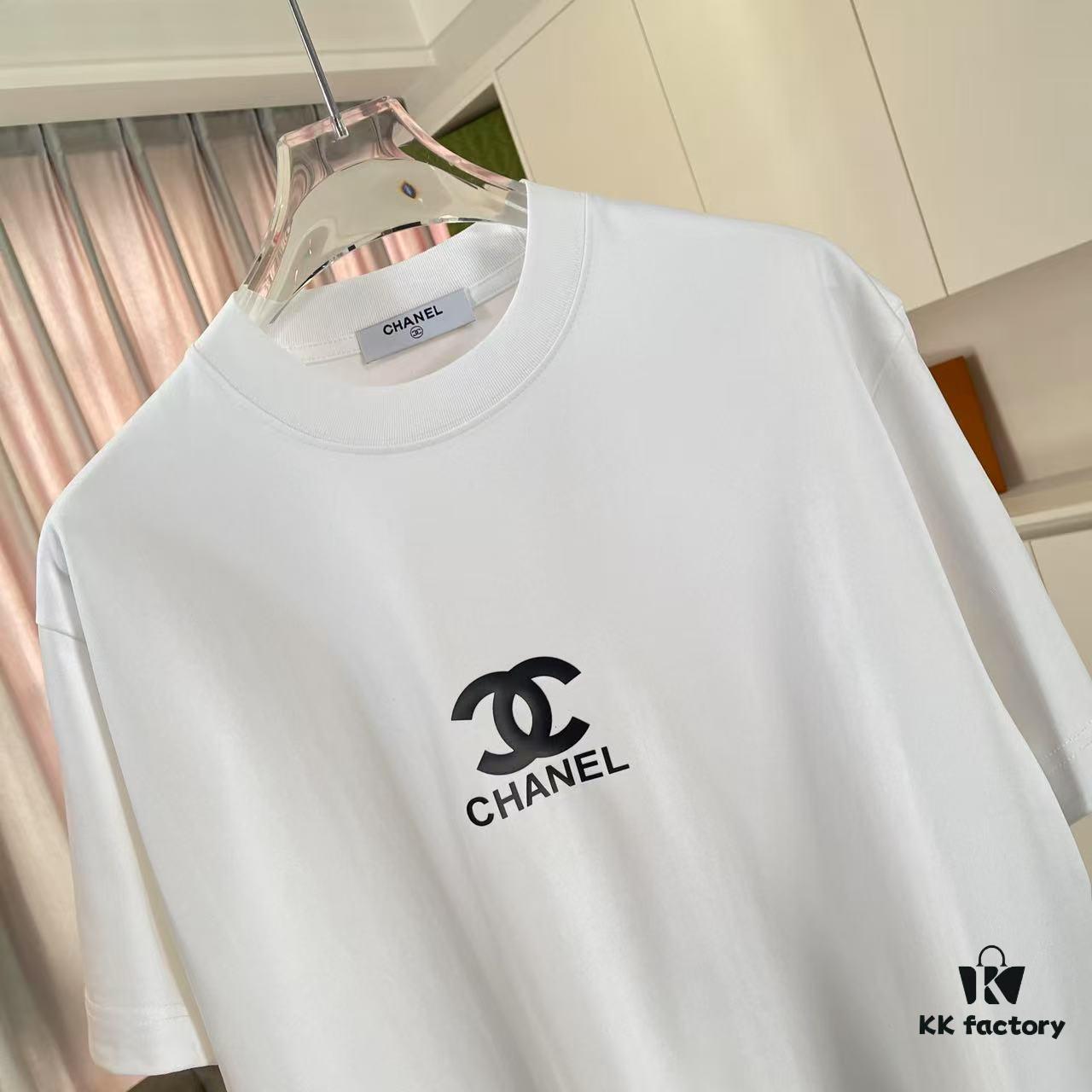 6931a1c6ccd8ab3d7af95d4f Chanel CHANEL 2025 Summer New Arrival Short Sleeve T-Shirt with 3D Silicone C Logo Print, Custom 300g Fabric, Unisex Design