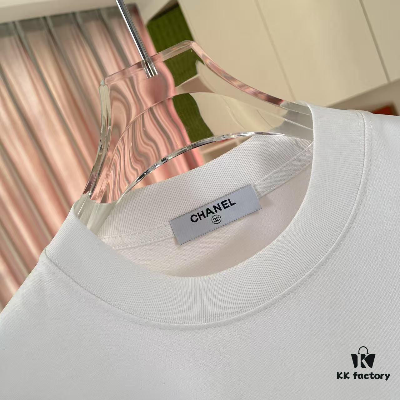 6931a1c6ccd8ab3d7af95d50 Chanel CHANEL 2025 Summer New Arrival Short Sleeve T-Shirt with 3D Silicone C Logo Print, Custom 300g Fabric, Unisex Design