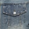 Top Version (Different from Standard Stock) Chanel CHANEL Rhinestone Embellished Denim Jacket Coat
