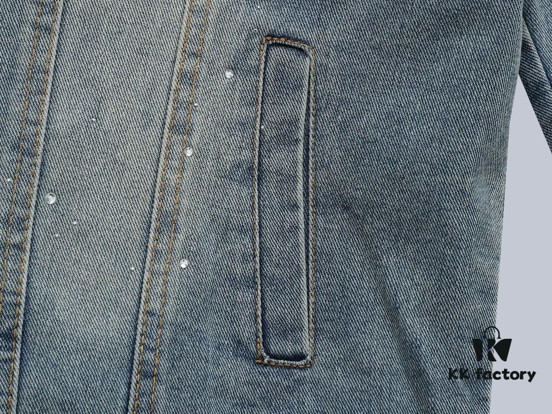Top Version (Different from Standard Stock) Chanel CHANEL Rhinestone Embellished Denim Jacket Coat