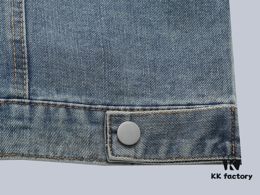 Top Version (Different from Standard Stock) Chanel CHANEL Rhinestone Embellished Denim Jacket Coat