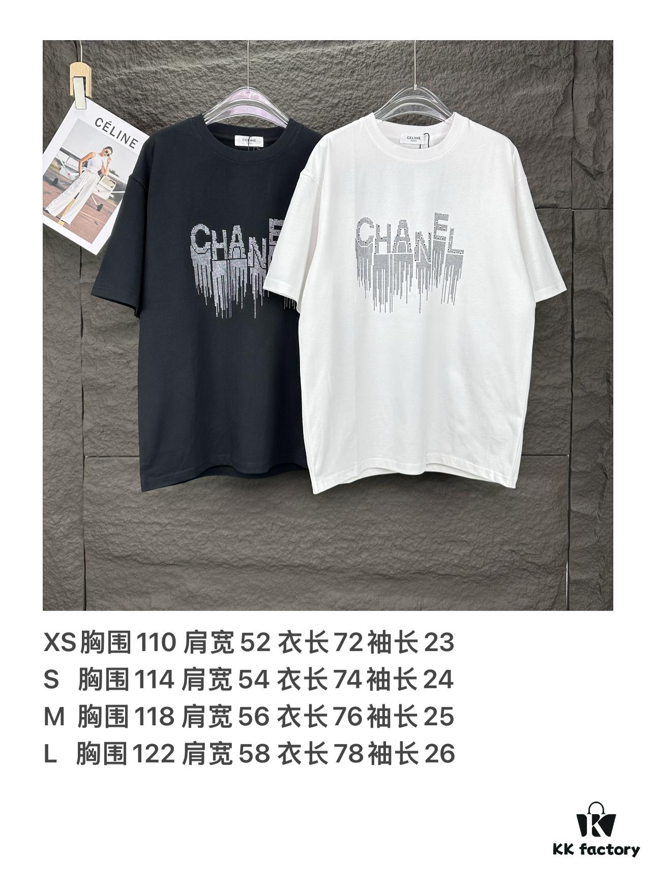 6931a1cdccd8ab3d7af95de8 Chanel 2025 New Sequin Letter Logo Couple's Short Sleeve T-Shirt