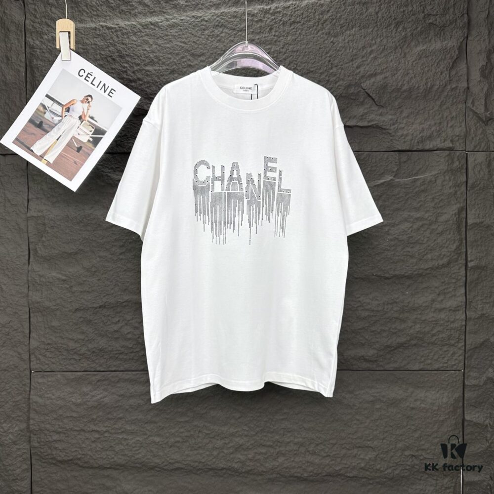 6931a1cdccd8ab3d7af95de9 Chanel 2025 New Sequin Letter Logo Couple's Short Sleeve T-Shirt
