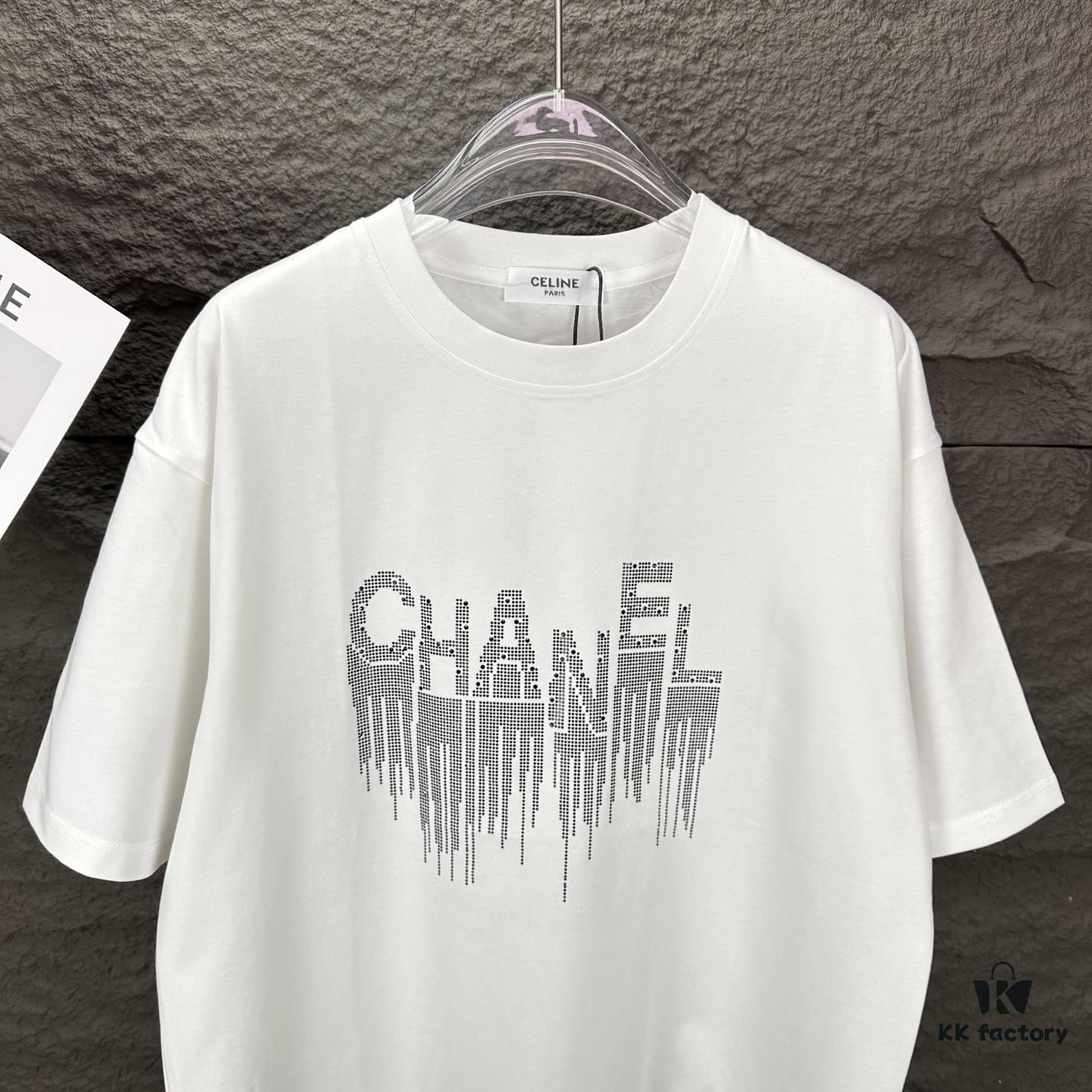 6931a1cdccd8ab3d7af95ded Chanel 2025 New Sequin Letter Logo Couple's Short Sleeve T-Shirt