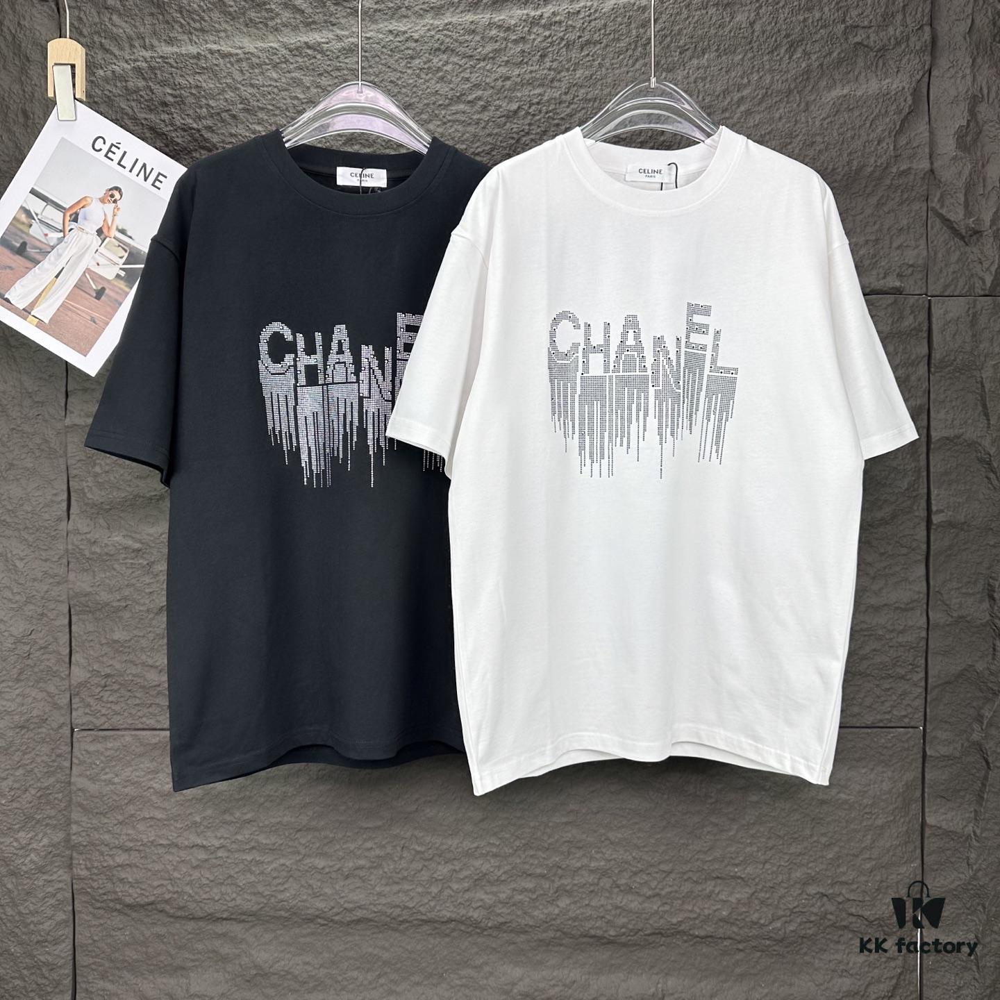 6931a1ceccd8ab3d7af95df1 Chanel 2025 New Sequin Letter Logo Couple's Short Sleeve T-Shirt