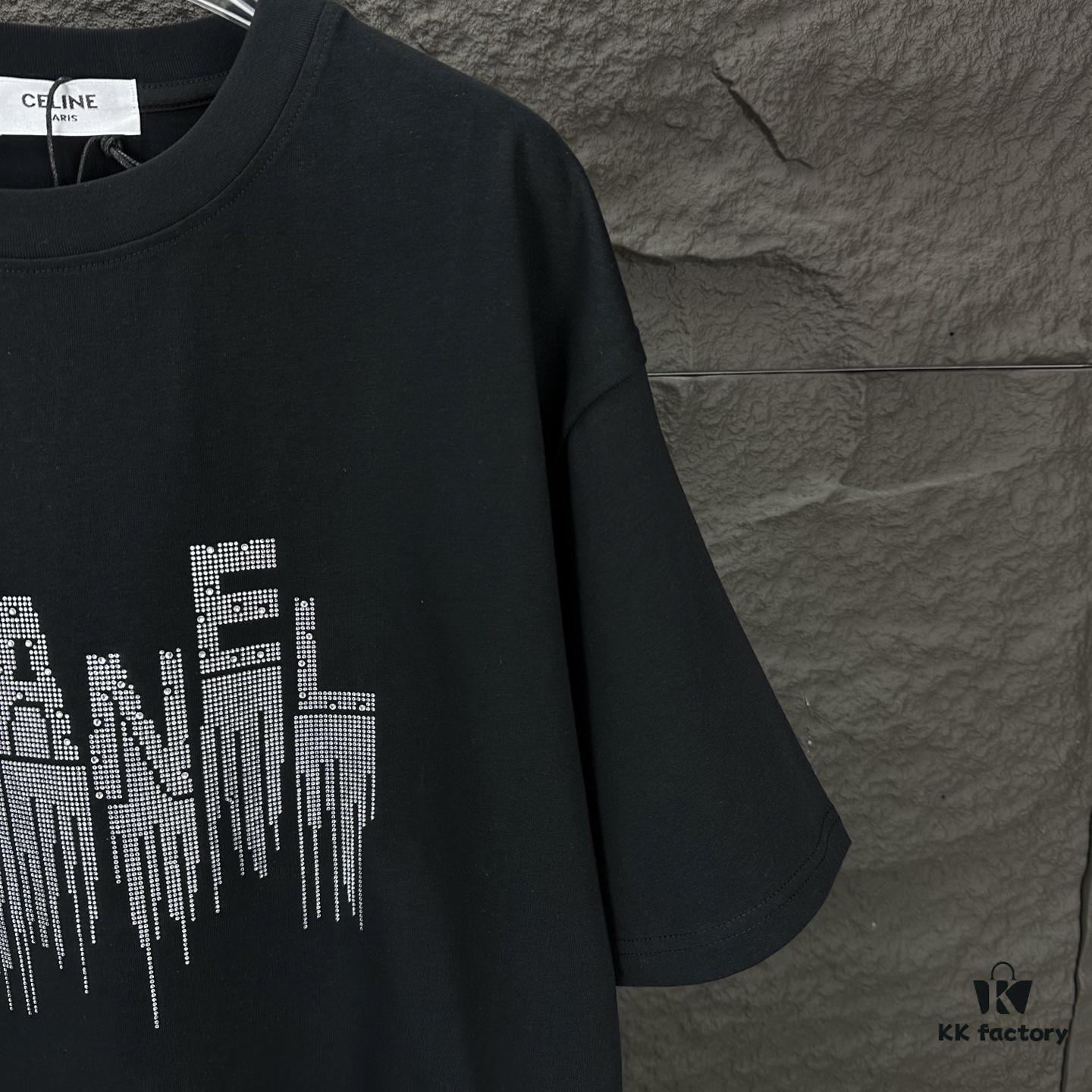 6931a1ceccd8ab3d7af95df5 Chanel 2025 New Arrival Rhinestone Letter Logo Couple Short Sleeve T-Shirt