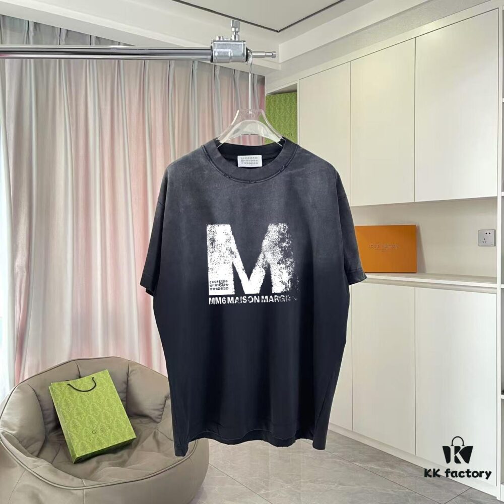 6931a1d1ccd8ab3d7af95e32 MM6 Maison Margiela 2025 Summer New Arrival Distressed Gradient Vintage Short Sleeve T-Shirt with Custom Fabric 320g and Signature Logo Print Unisex